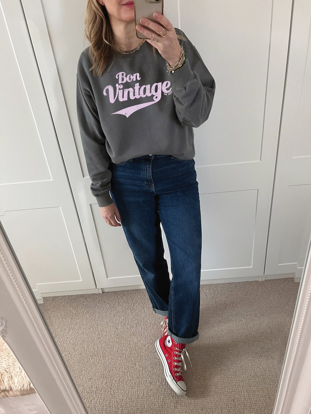 Bon Vintage Retro Sweatshirt Olive Lilac