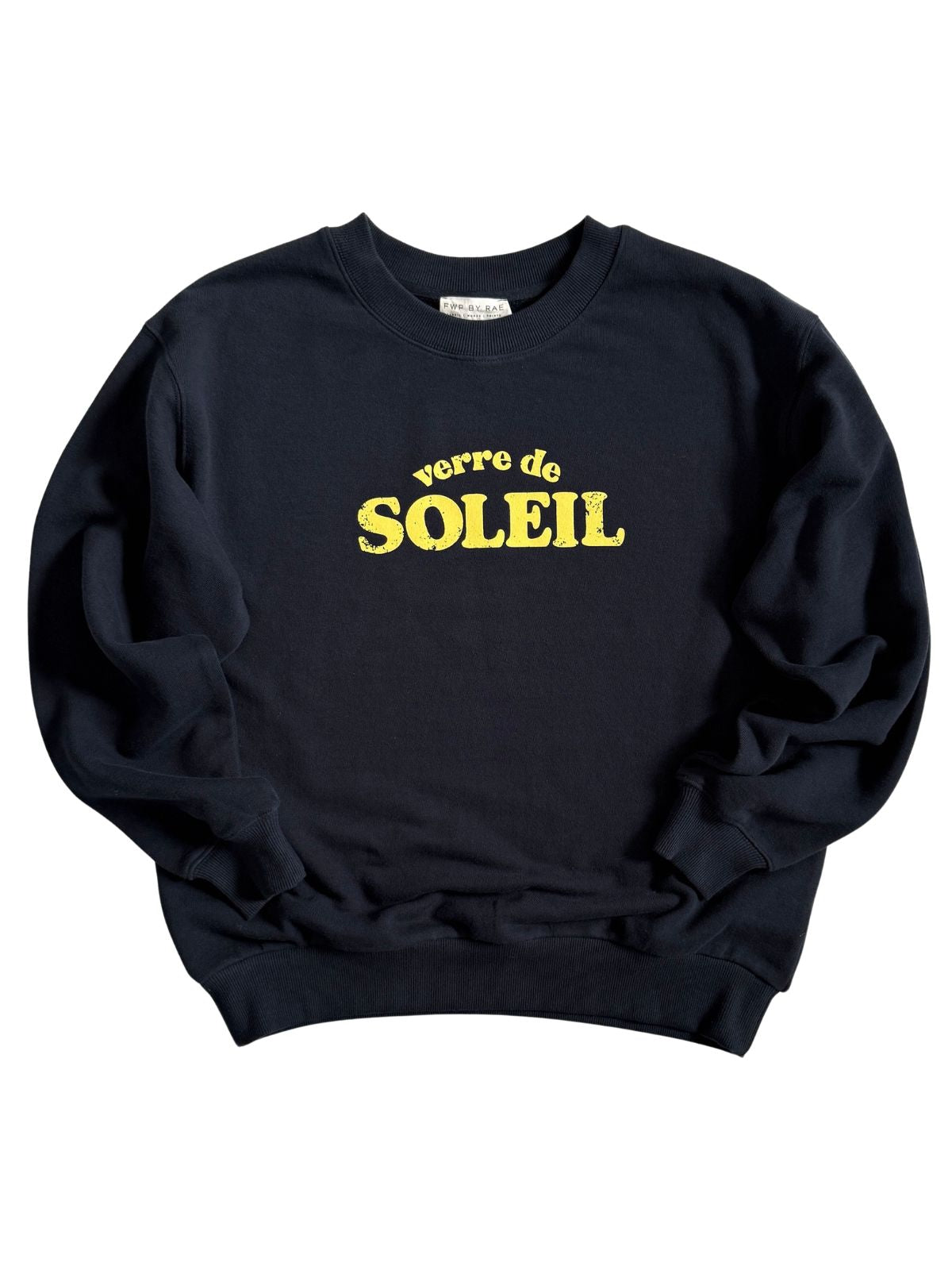 Verre De Soleil Navy Yellow Slogan Sweatshirt