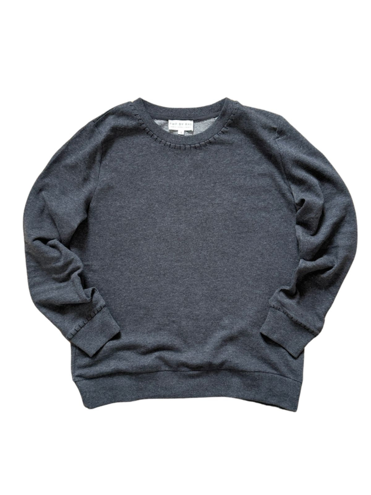 Maeve Fine Knit Blanket Stitch Sweatshirt Charcoal Grey
