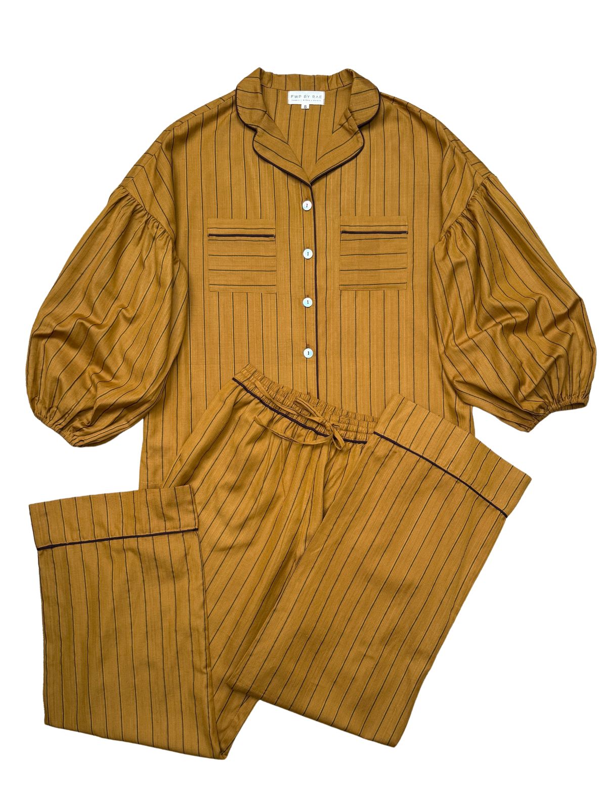 Ember Stripe Pyjama Set with Piping