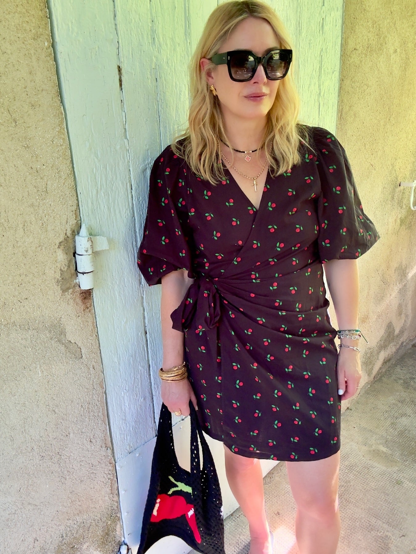 Alice Short Wrap Dress Cherry Print