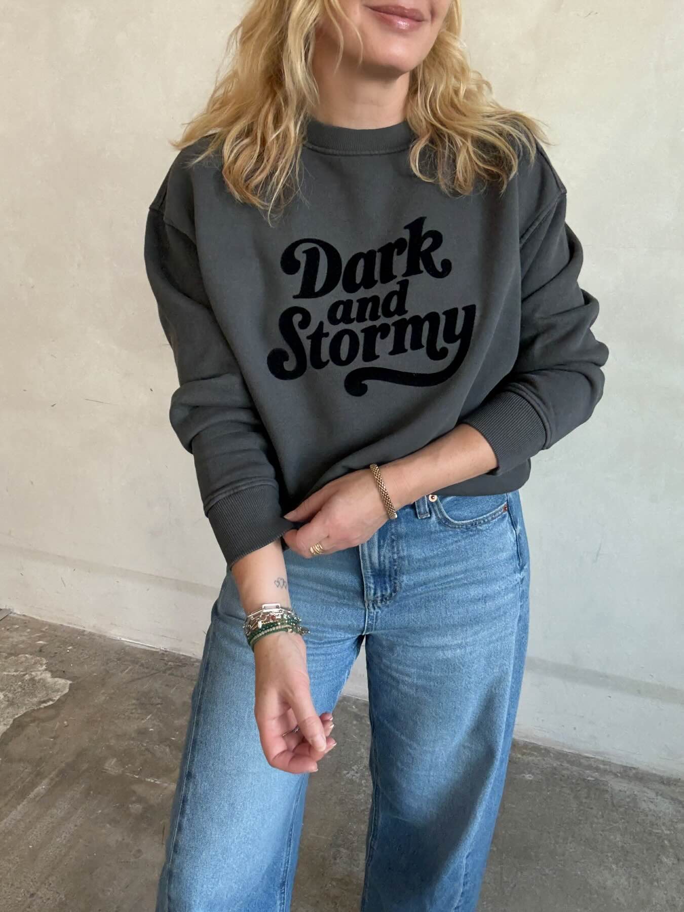 washed grey sweatshirt with slogan