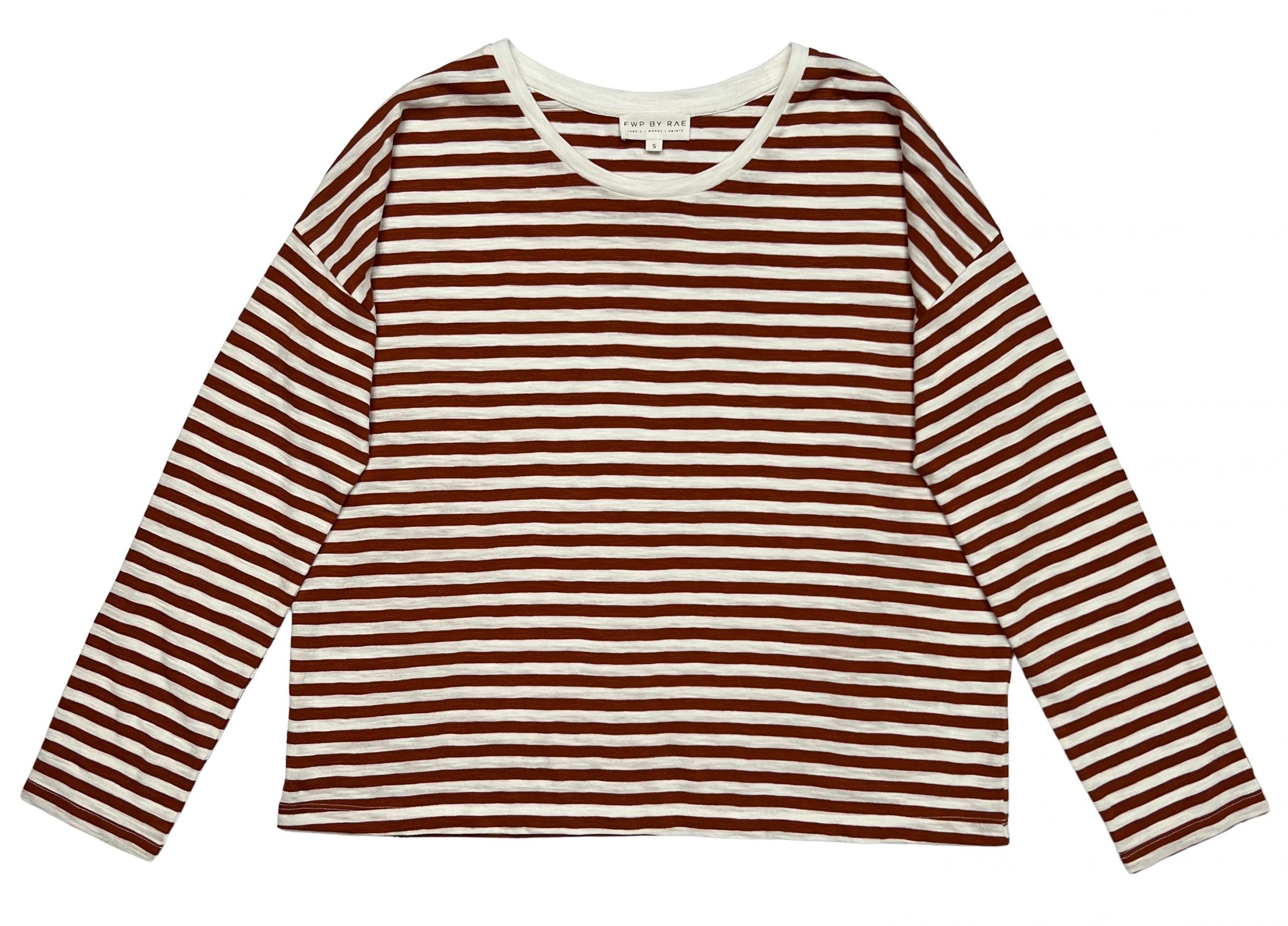 stripe long sleeve tee toffee cream | fwp by rae