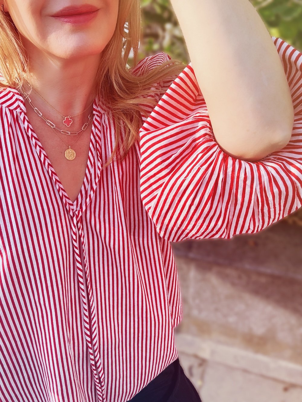 Emily stripe poet blouse red | fwp by rae blouse