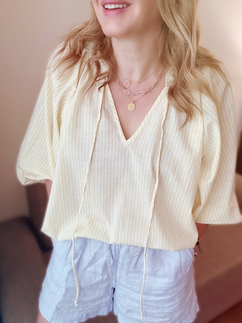 Emily stripe poet blouse yellow | fwp by rae blouse