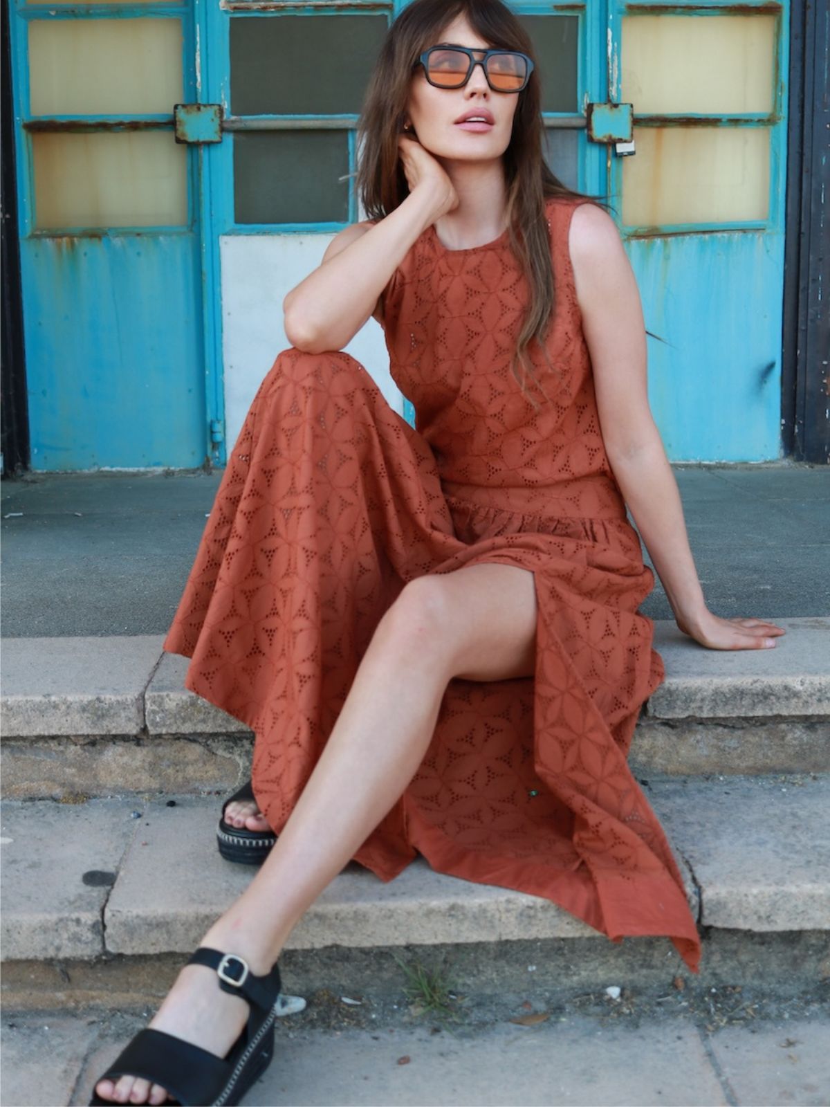 Nancy Broderie Full Skirt Gingerbread Brown