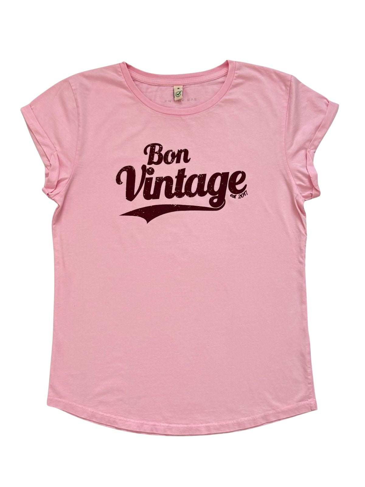 Bon Vintage Retro Tee Pink Maroon