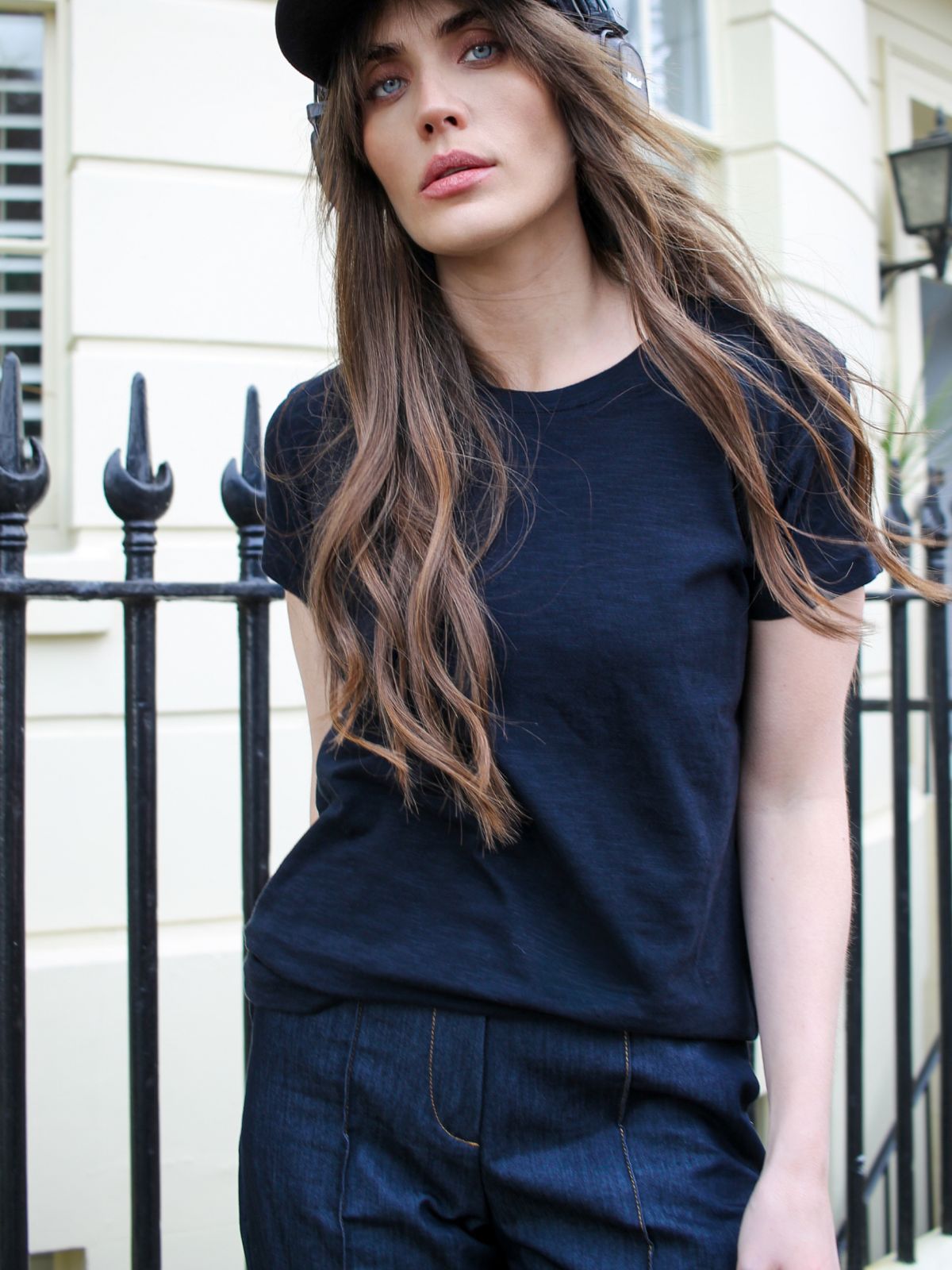 Angie Women's Black Slub T-Shirt