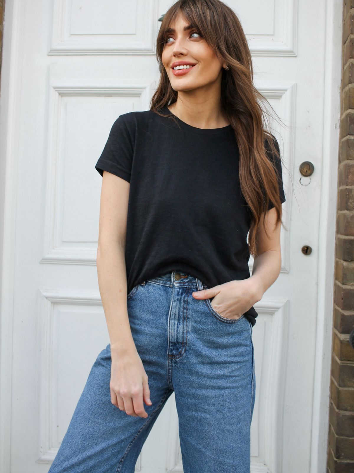 Angie Women's Black Slub T-Shirt