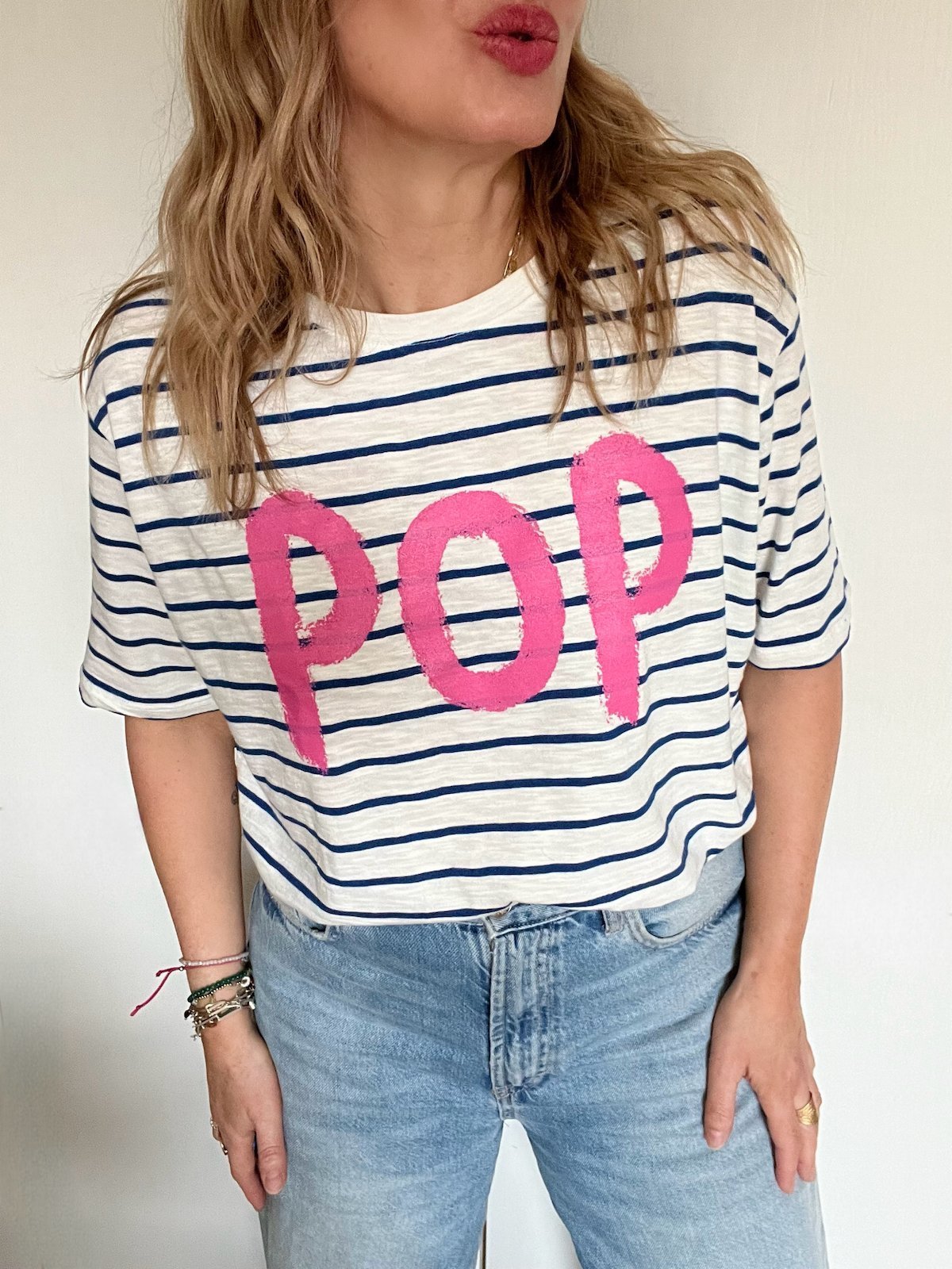 POP Stripe t-shirt graffiti pink | fwp by rae