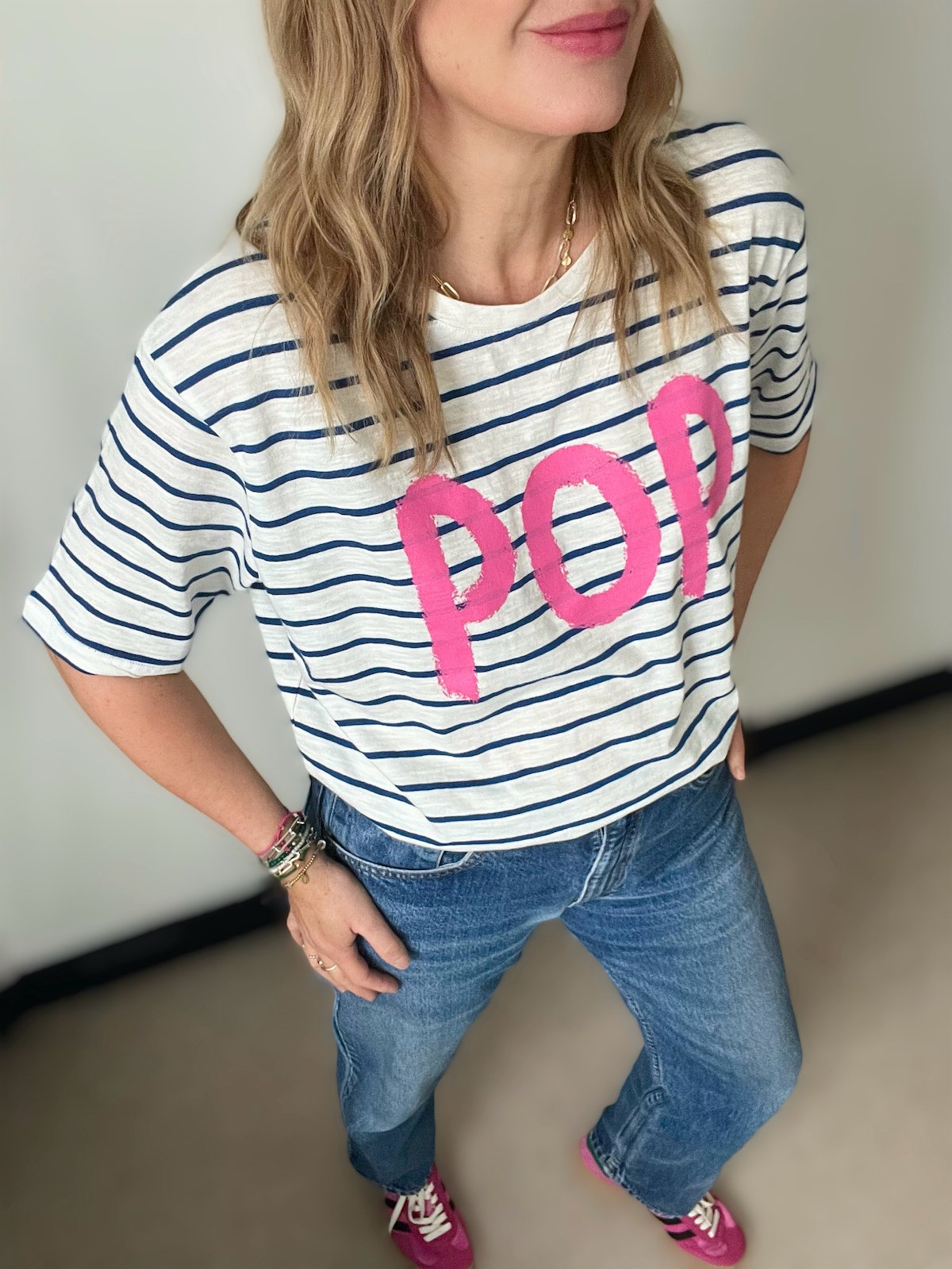 POP Stripe t-shirt graffiti pink | fwp by rae