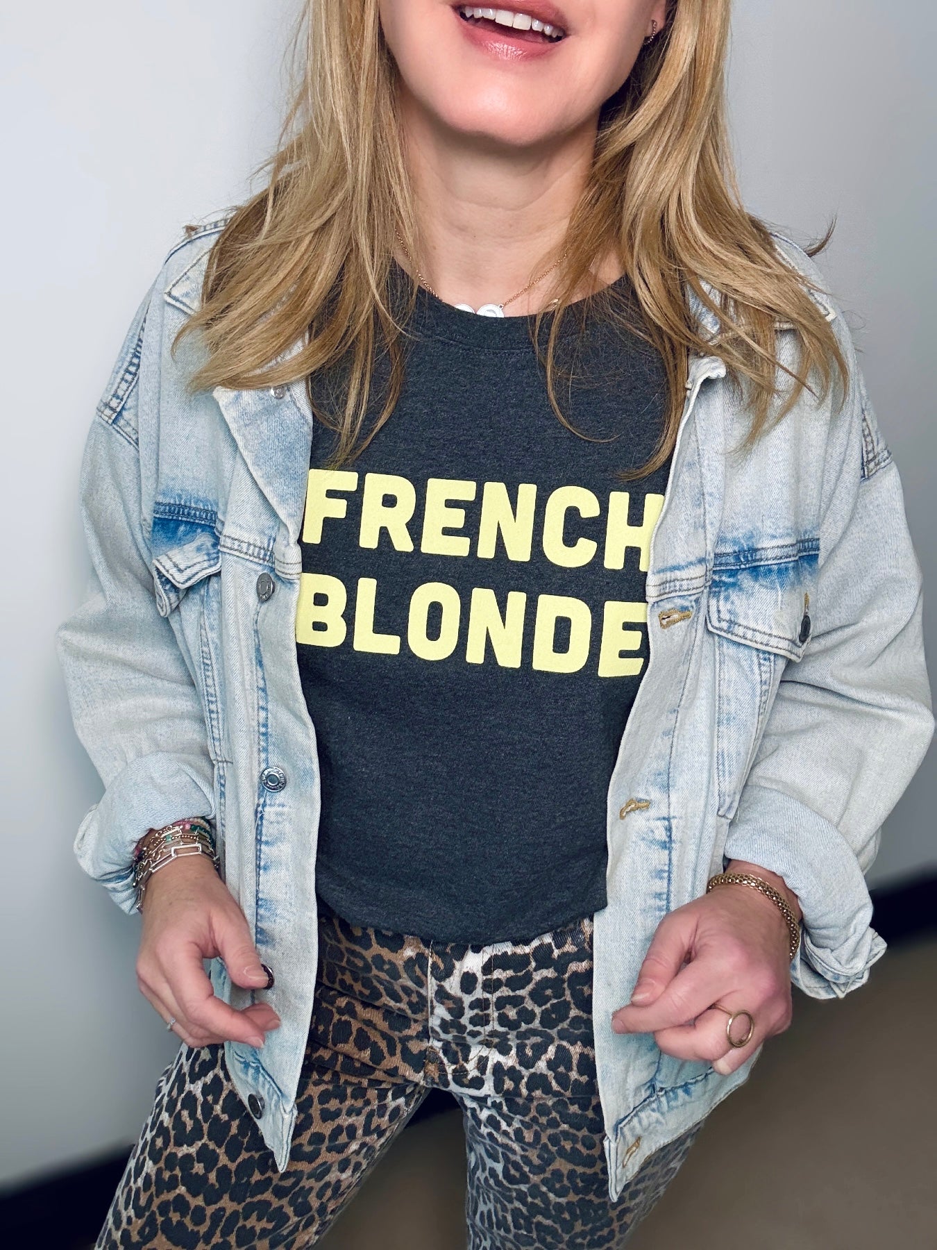 French Blonde fine knit sweatshirt charcoal