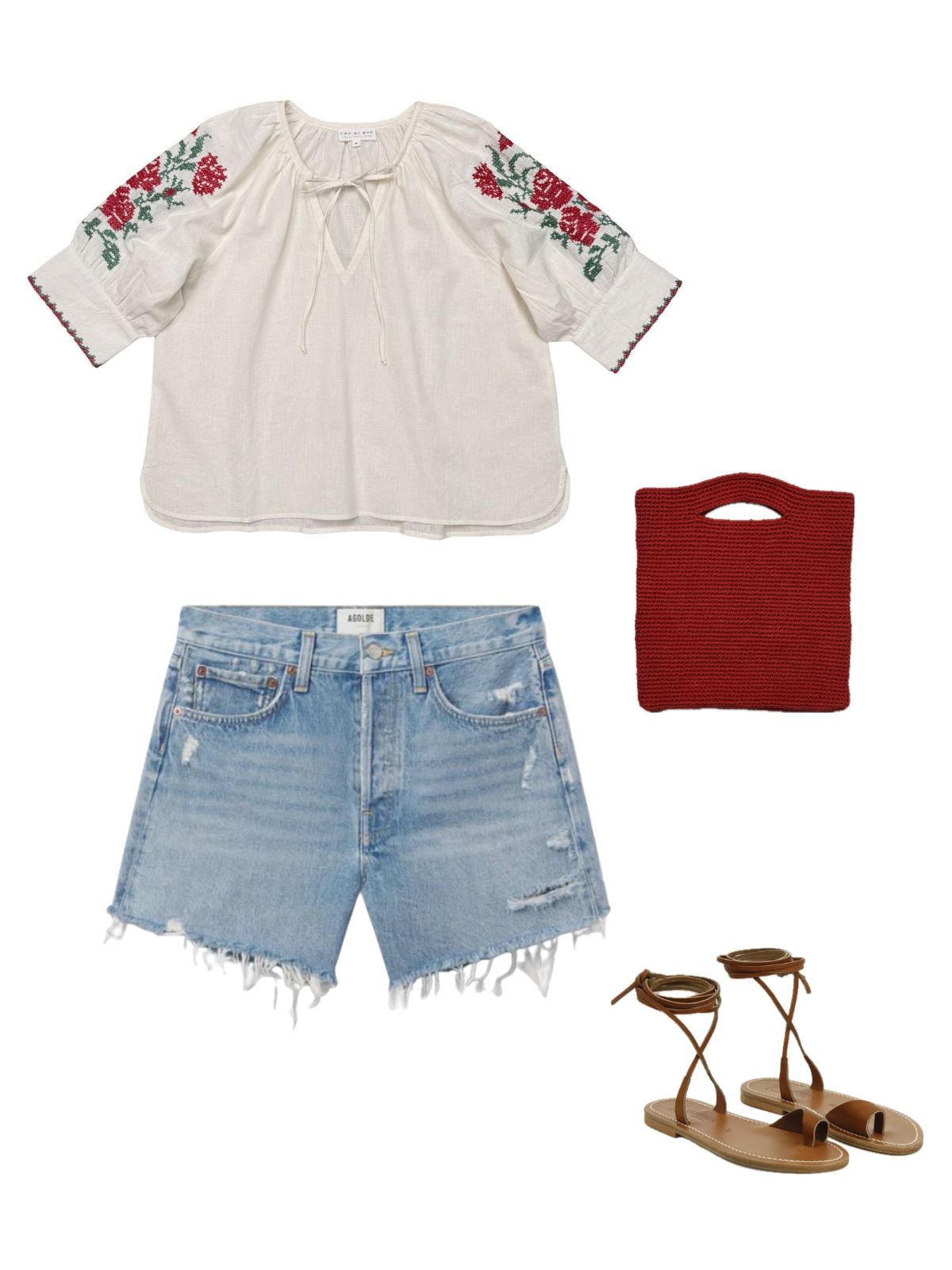 Gracey Boho Blouse Embroidered Sleeve Cream