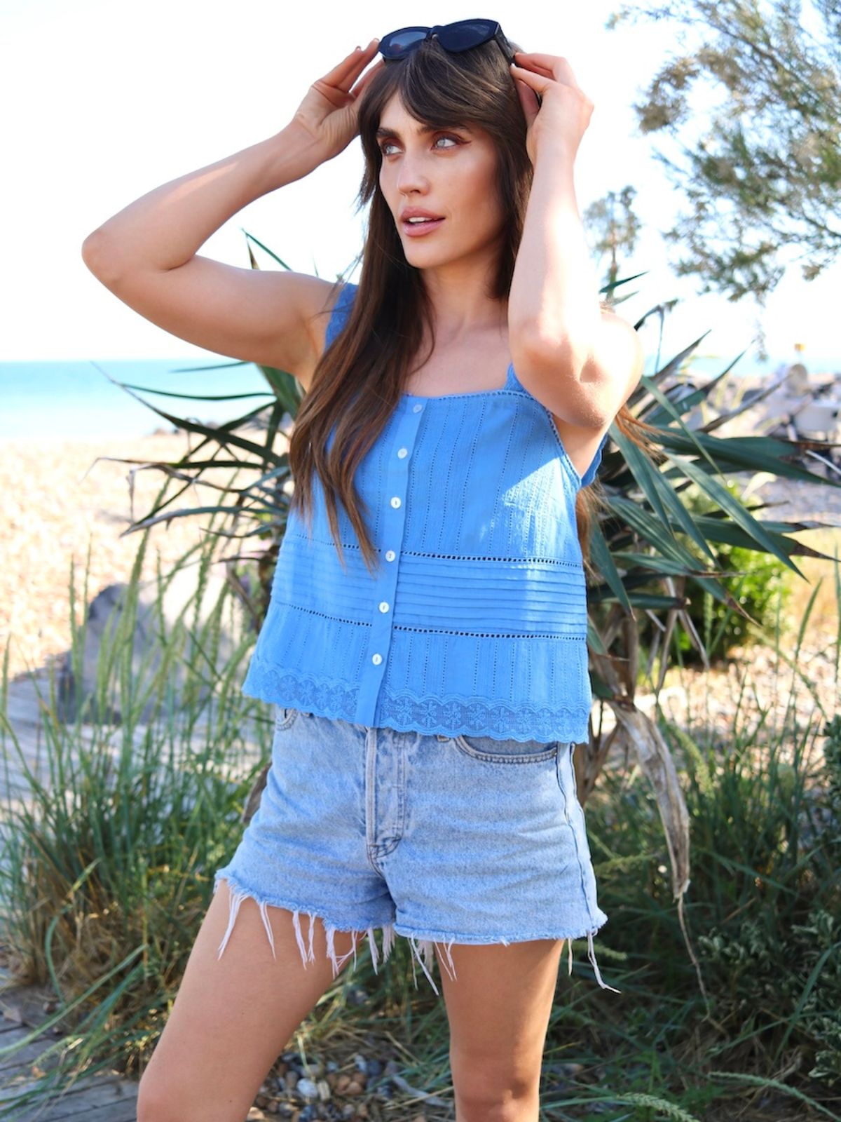 Wren Lace Camisole Top Blue