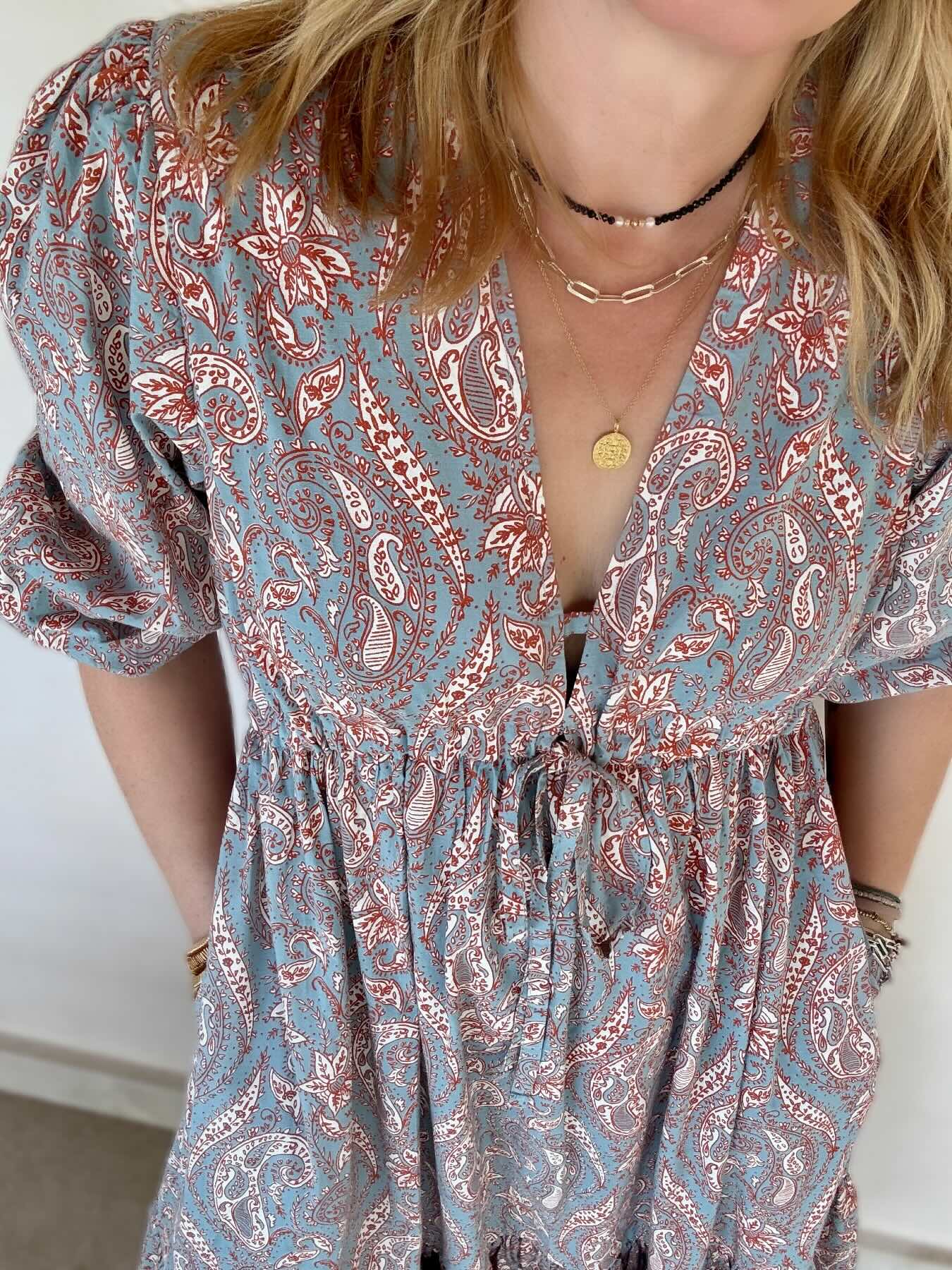 Vanessa Long Tiered Dress Floral orange