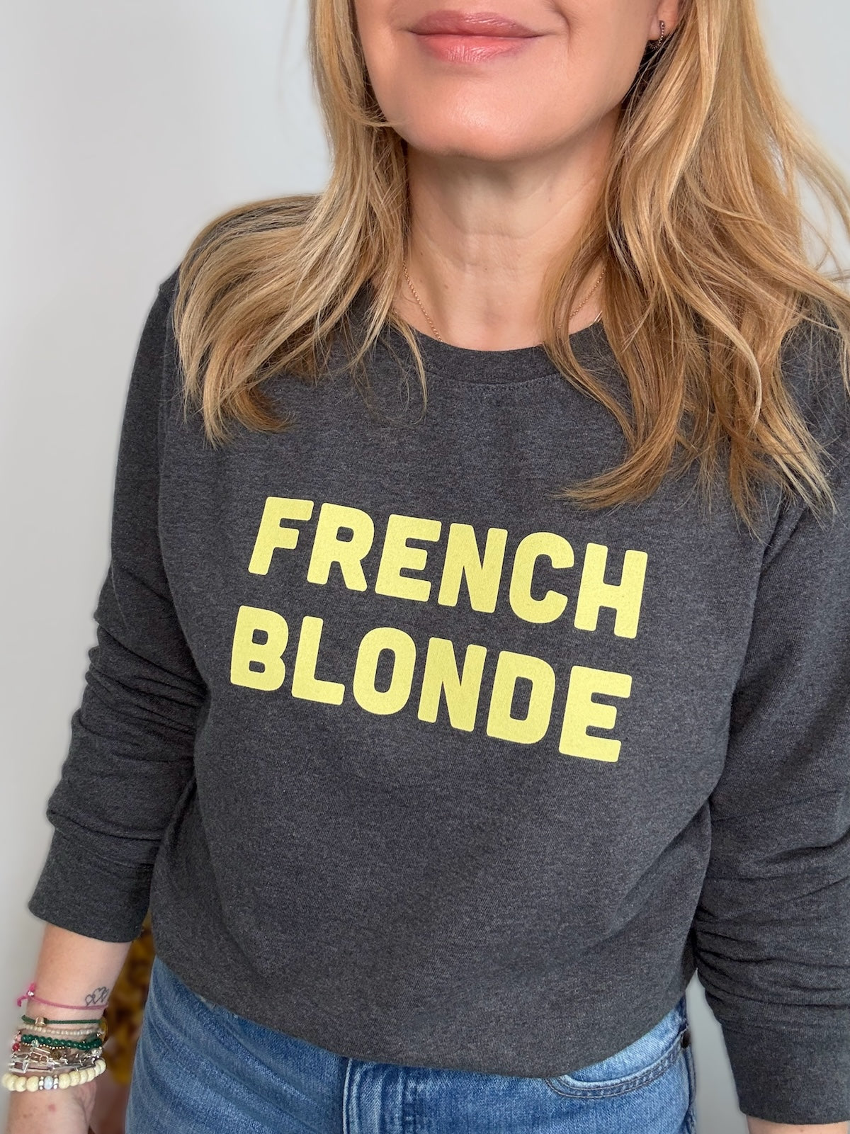French Blonde fine knit sweatshirt charcoal