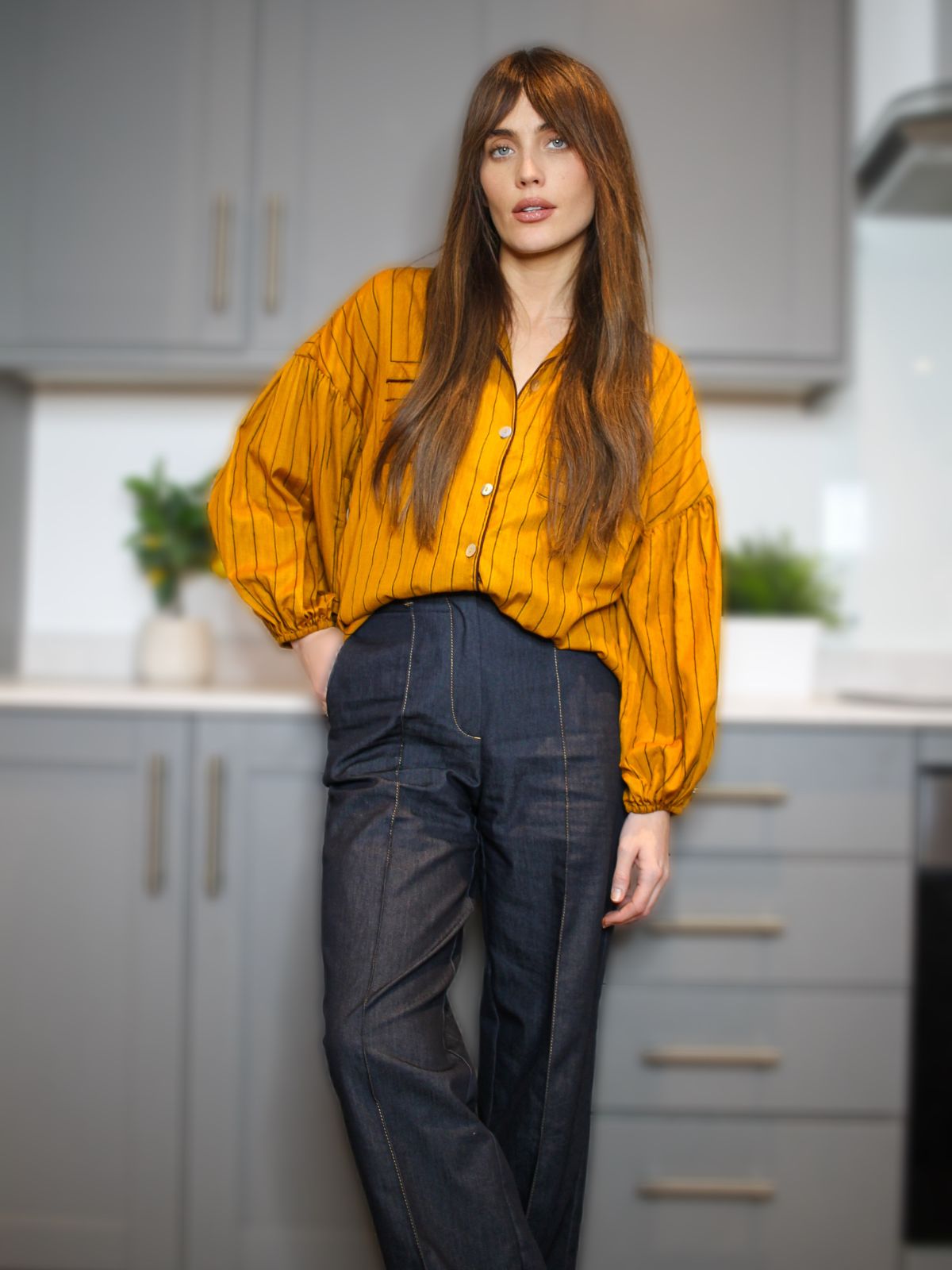 Ember Stripe Pyjama Set with Piping