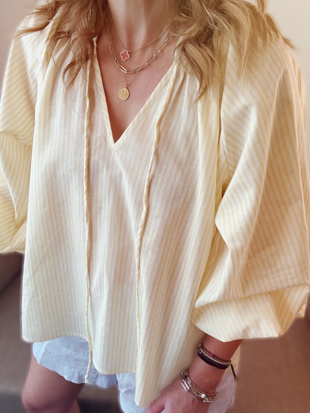 Emily stripe poet blouse yellow | fwp by rae blouse