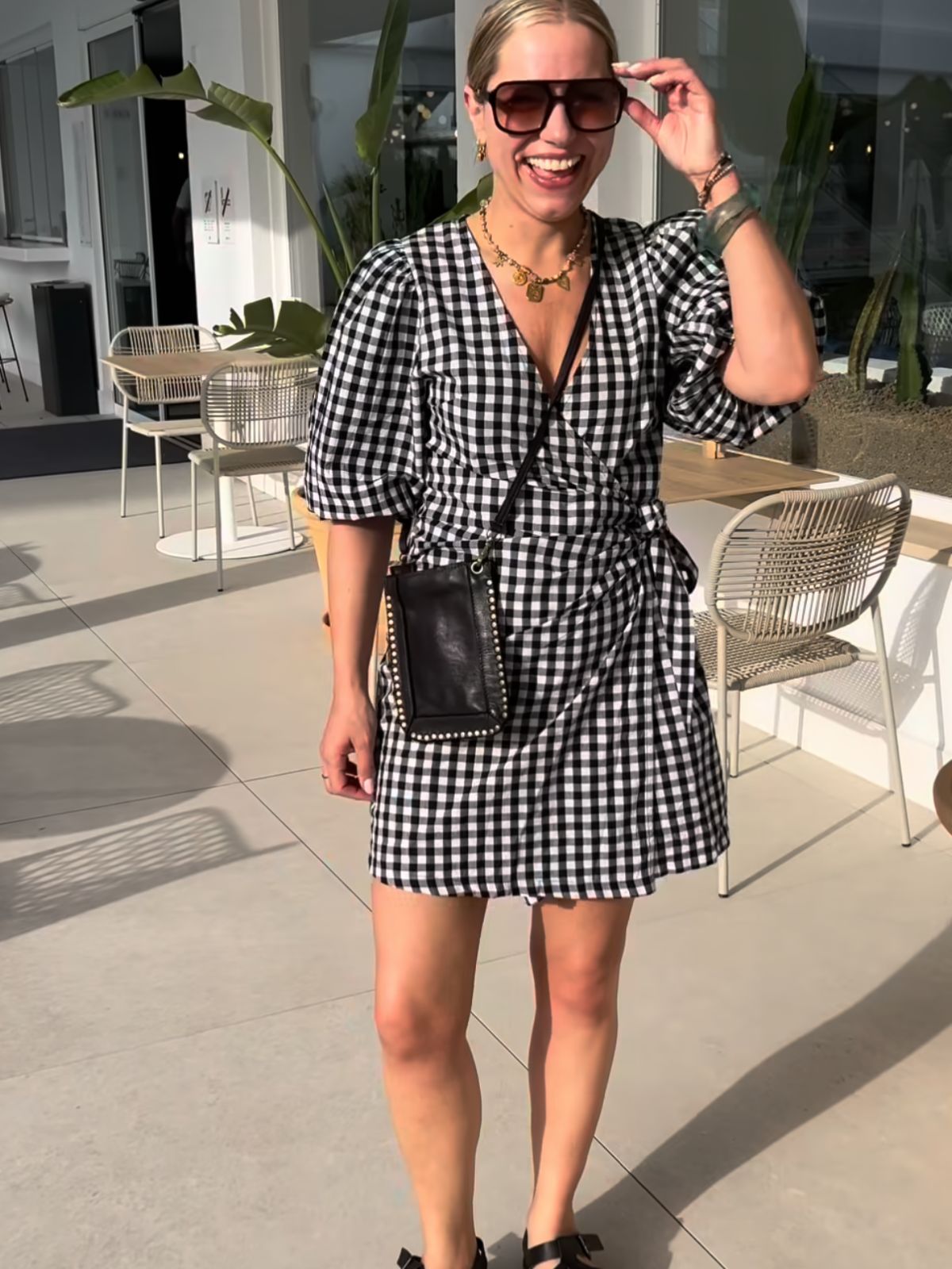 Alice Short Wrap Dress Gingham Check