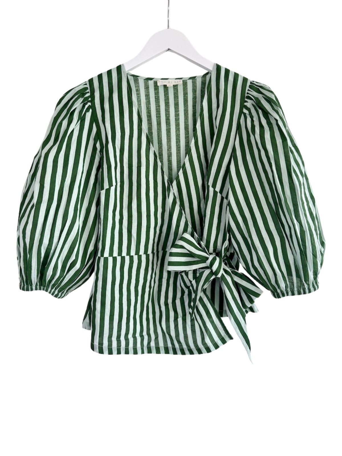 Cara Wrap Blouse Green Stripes