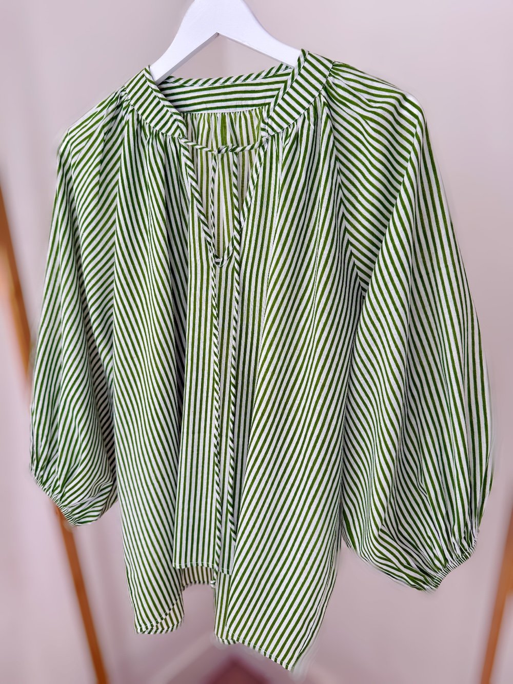 Emily stripe poet blouse green | fwp by rae blouse