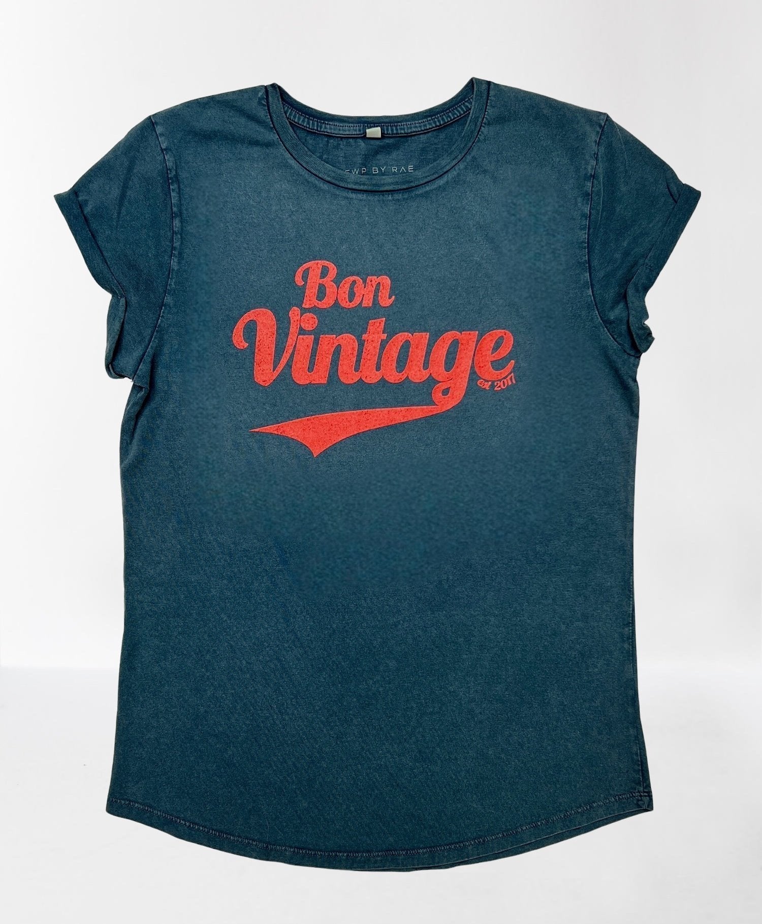 bon vintage retro tee stone wash denim red | fwp by rae