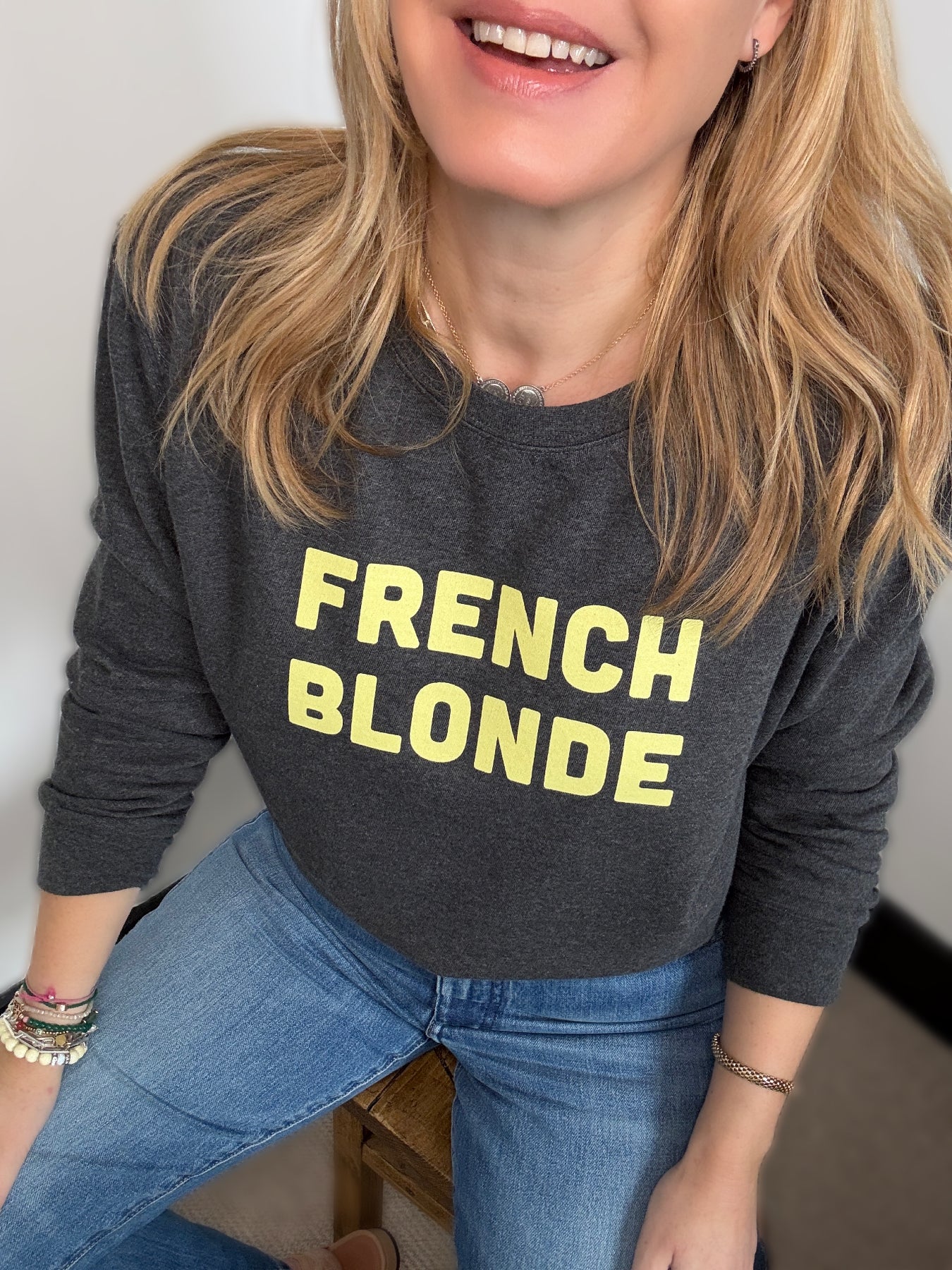 French Blonde fine knit sweatshirt charcoal