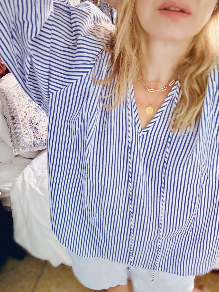 Emily stripe poet blouse blue | fwp by rae blouse