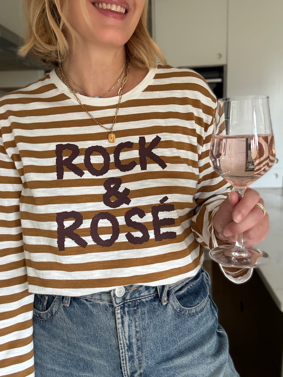 Rock and Rosé Bronze Stripe Long Sleeve Tee