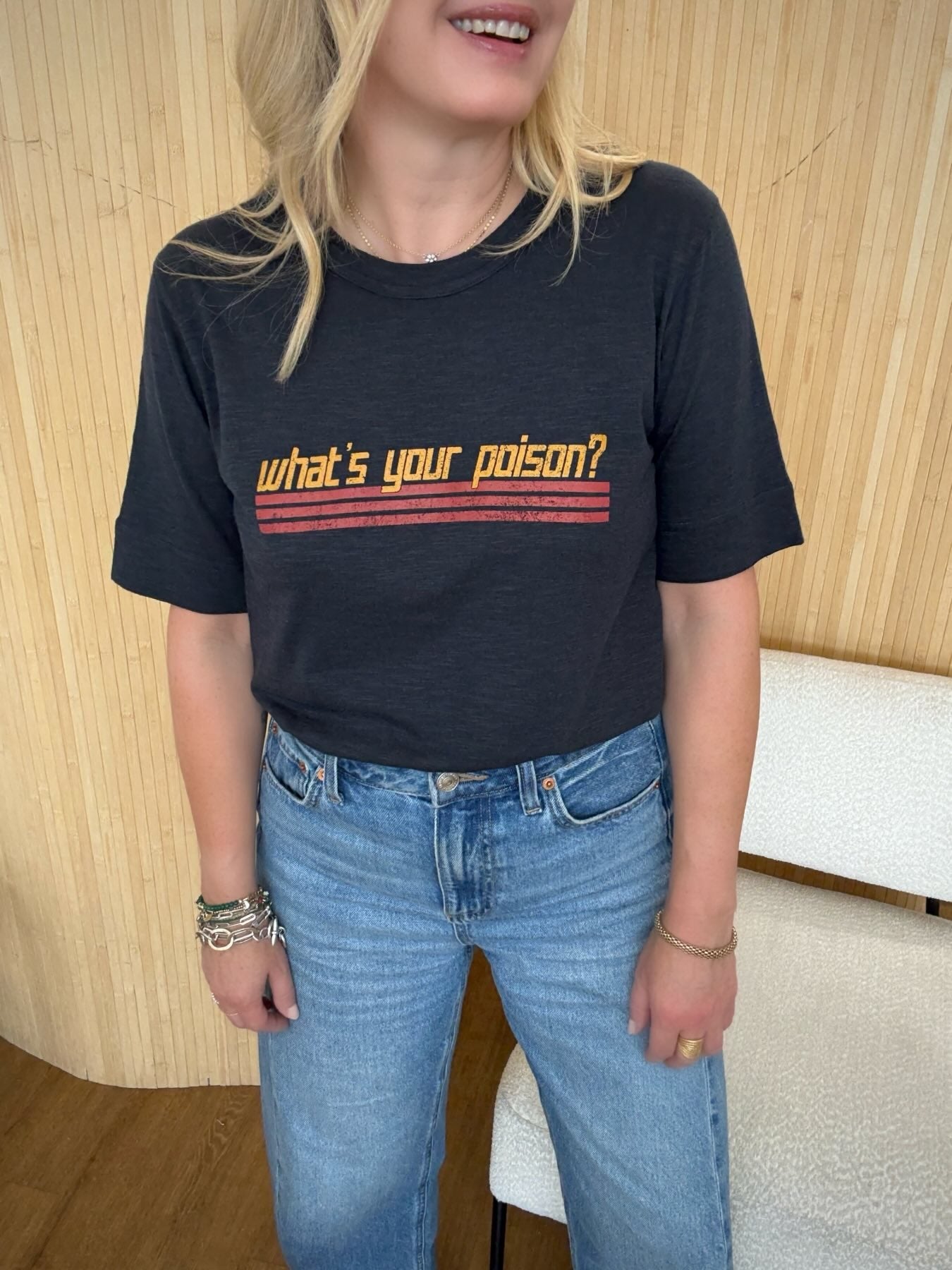 What's Your Poison Slogan Tee Graphite Navy