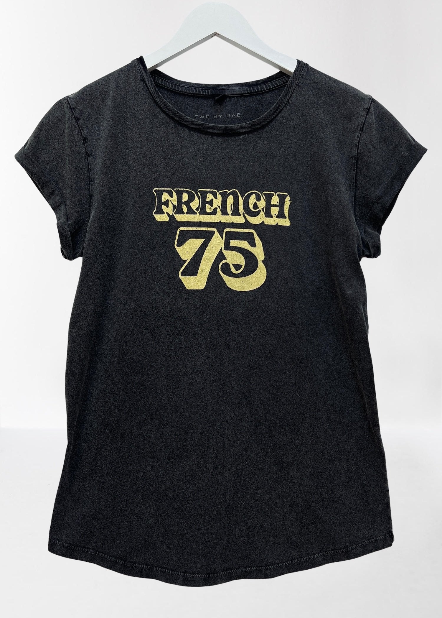 French 75 tee stone wash black gold | fwp by rae | retro style t-shirt