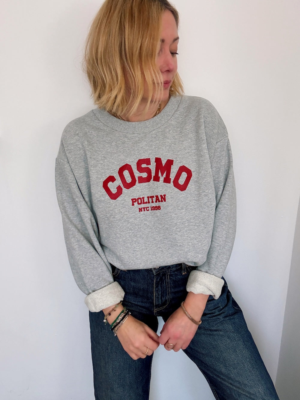 Cosmopolitan Sweatshirt Light Grey Red