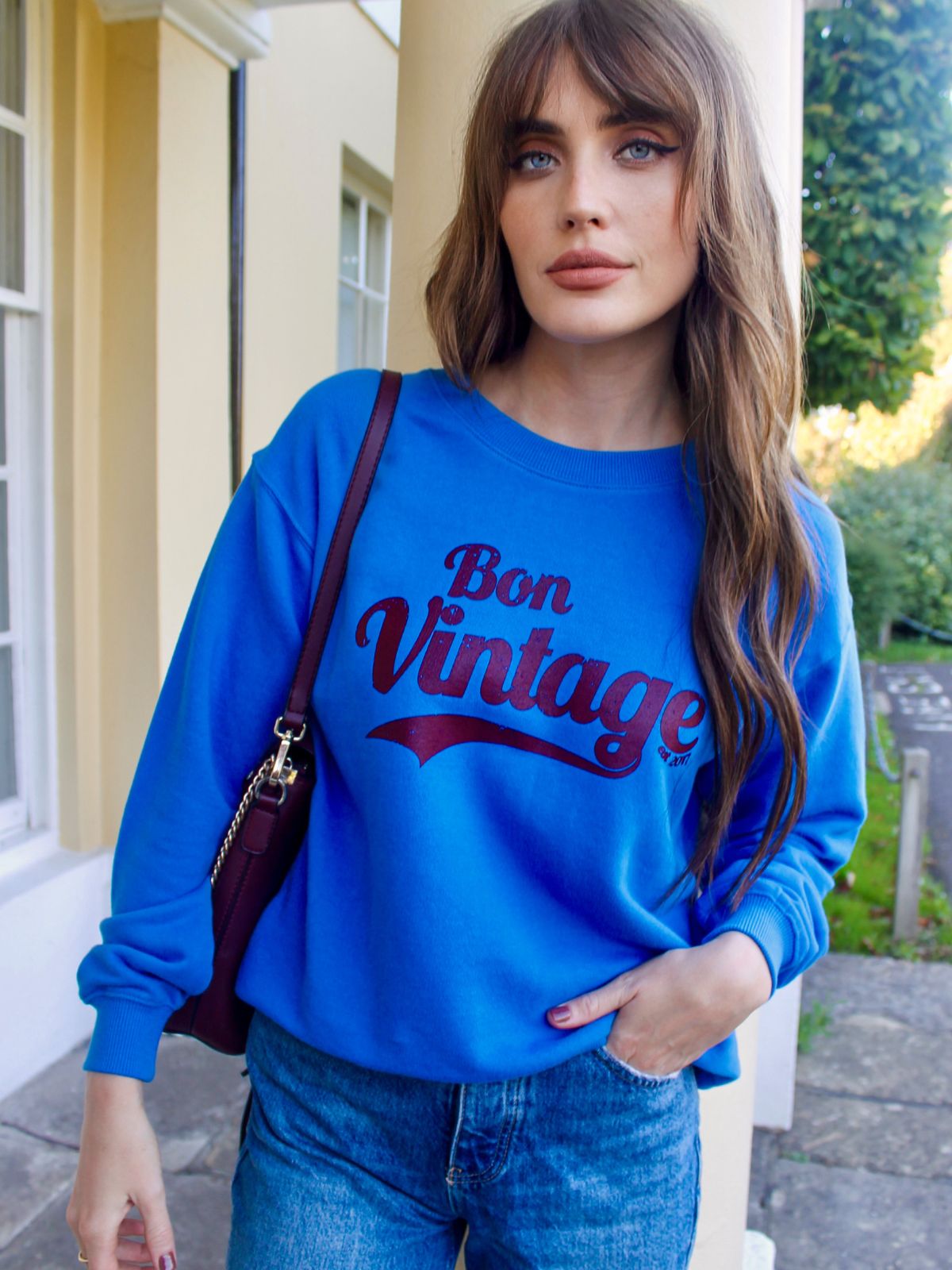 Bon Vintage Retro sweatshirt Blue Burgundy