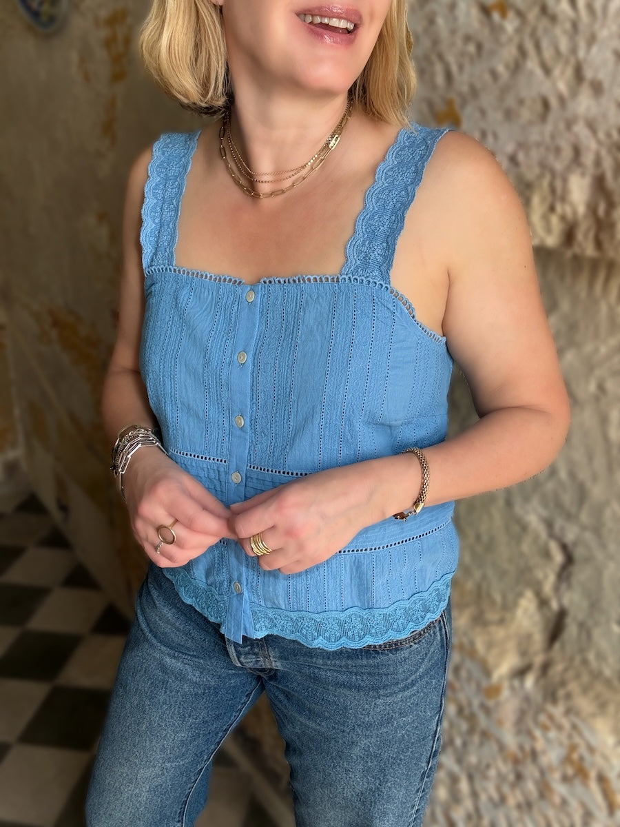 Wren Lace Camisole Top Blue