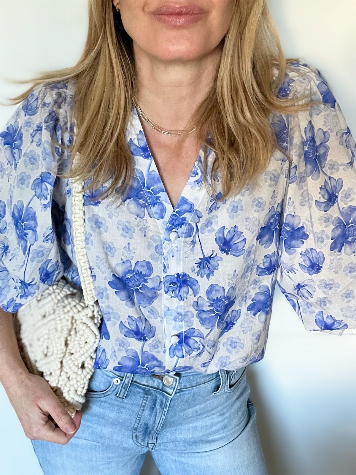 Betty blue watercolour floral puff sleeve blouse | fwp by rae