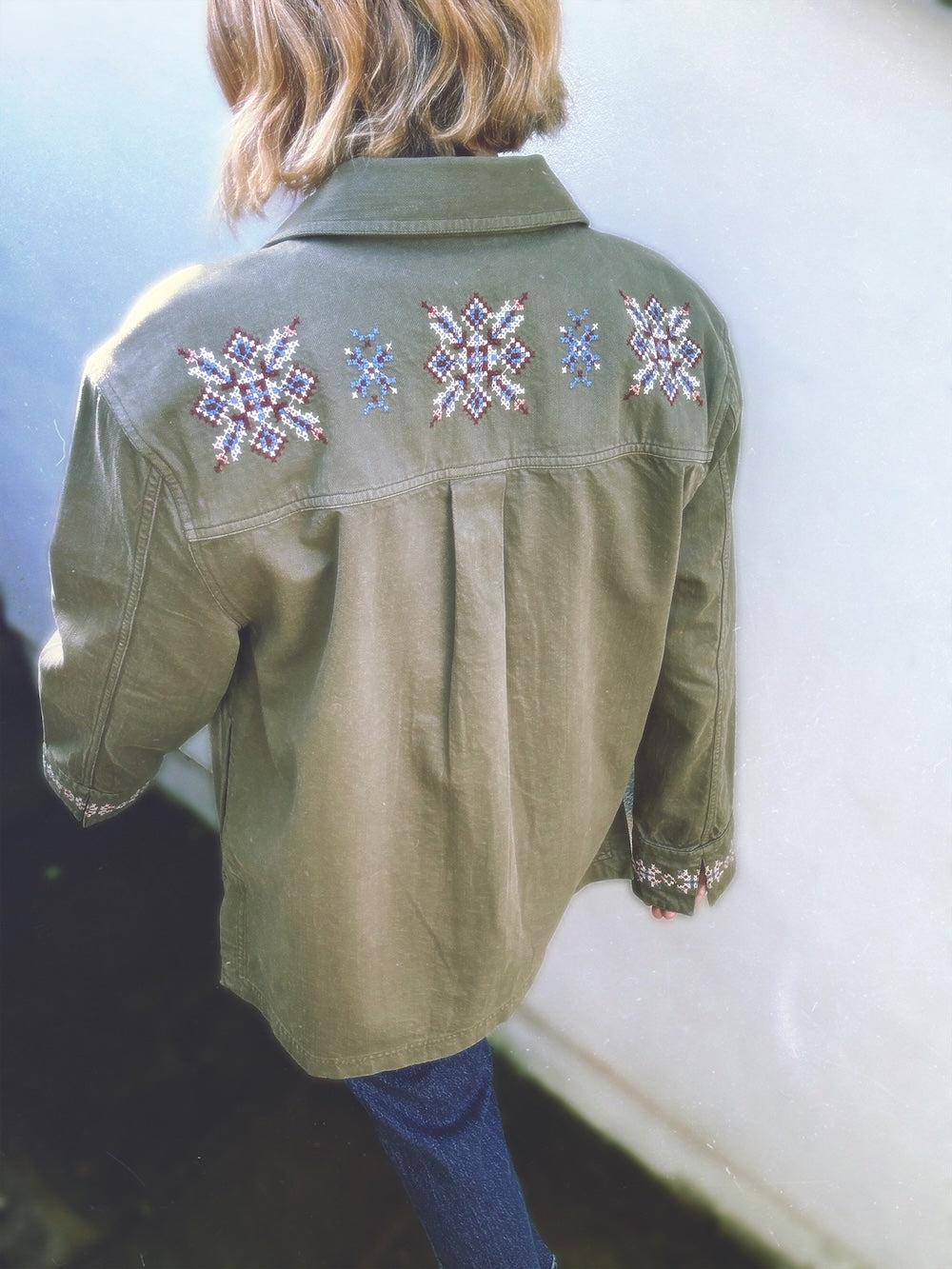Sienna Embroidered Utility Jacket Khaki