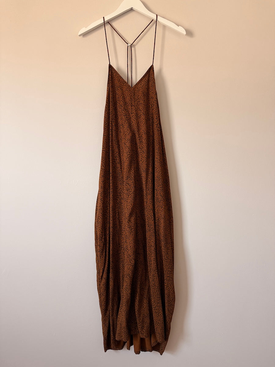 Uma Halter Neck Summer Maxi Dress Brown