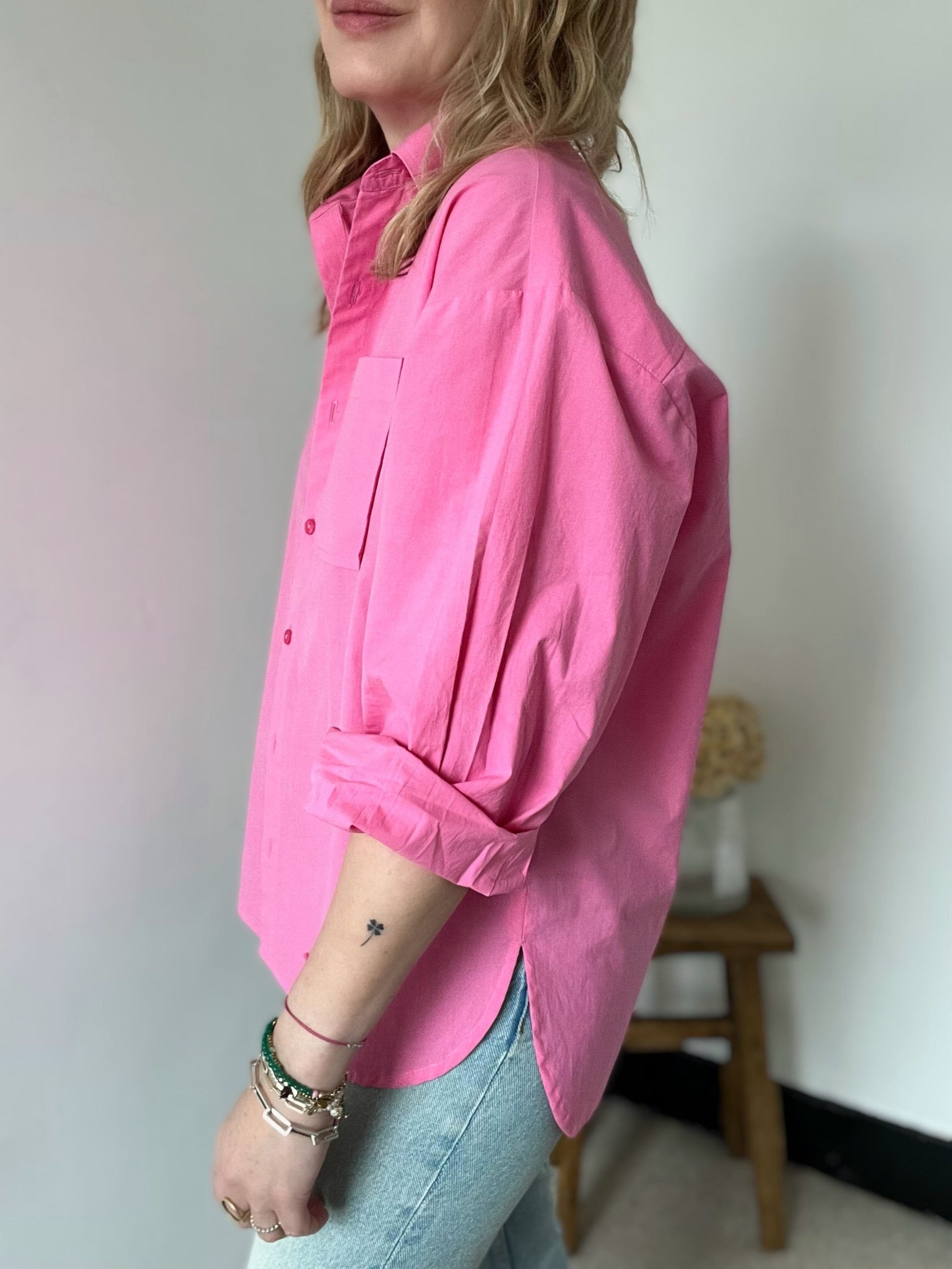 Paige oversized poplin cotton shirt | fwp by rae | pink shirt