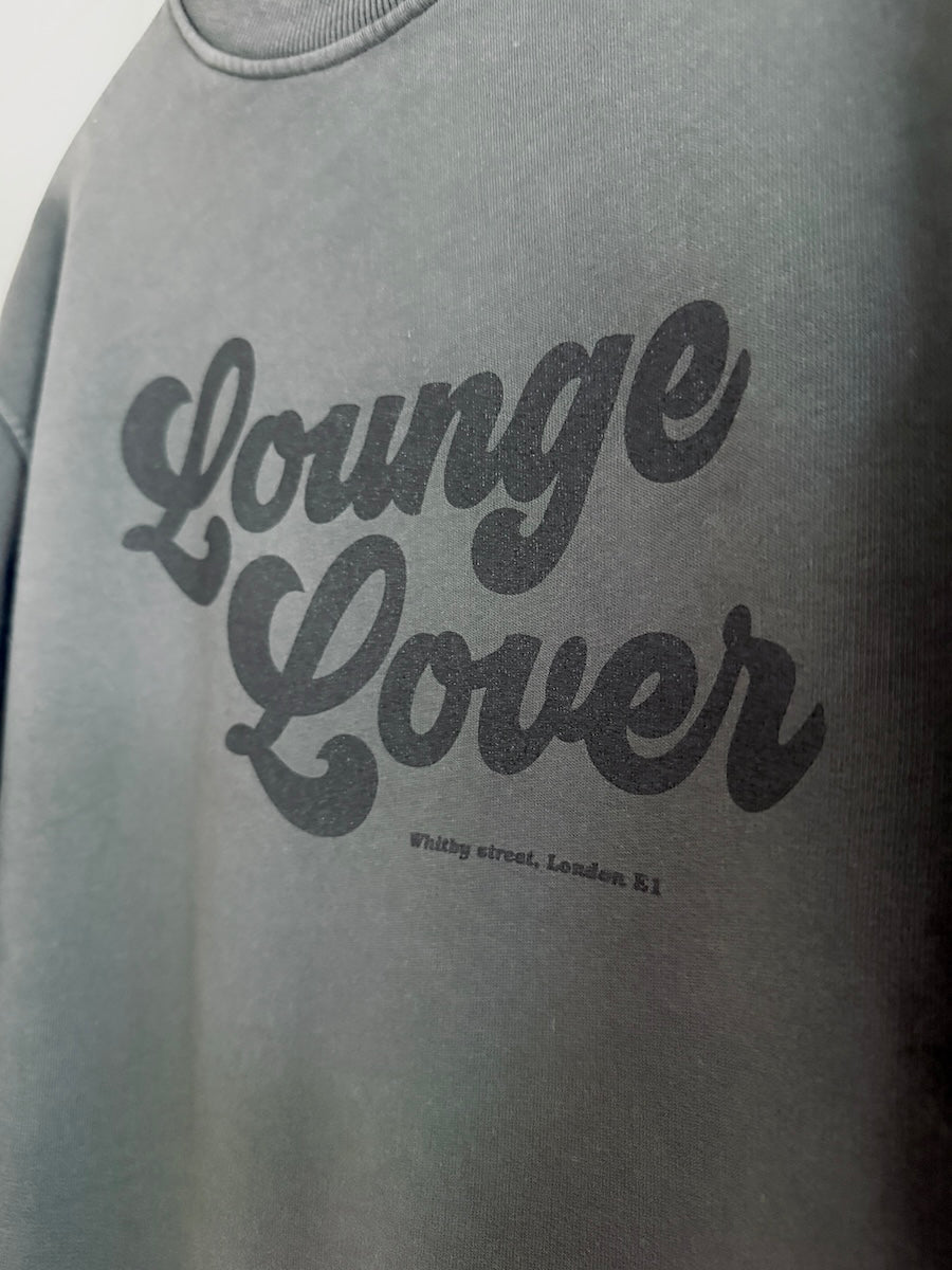 Lounge Lover Oversized Brushed Cotton Sweatshirt Washed Dark Grey