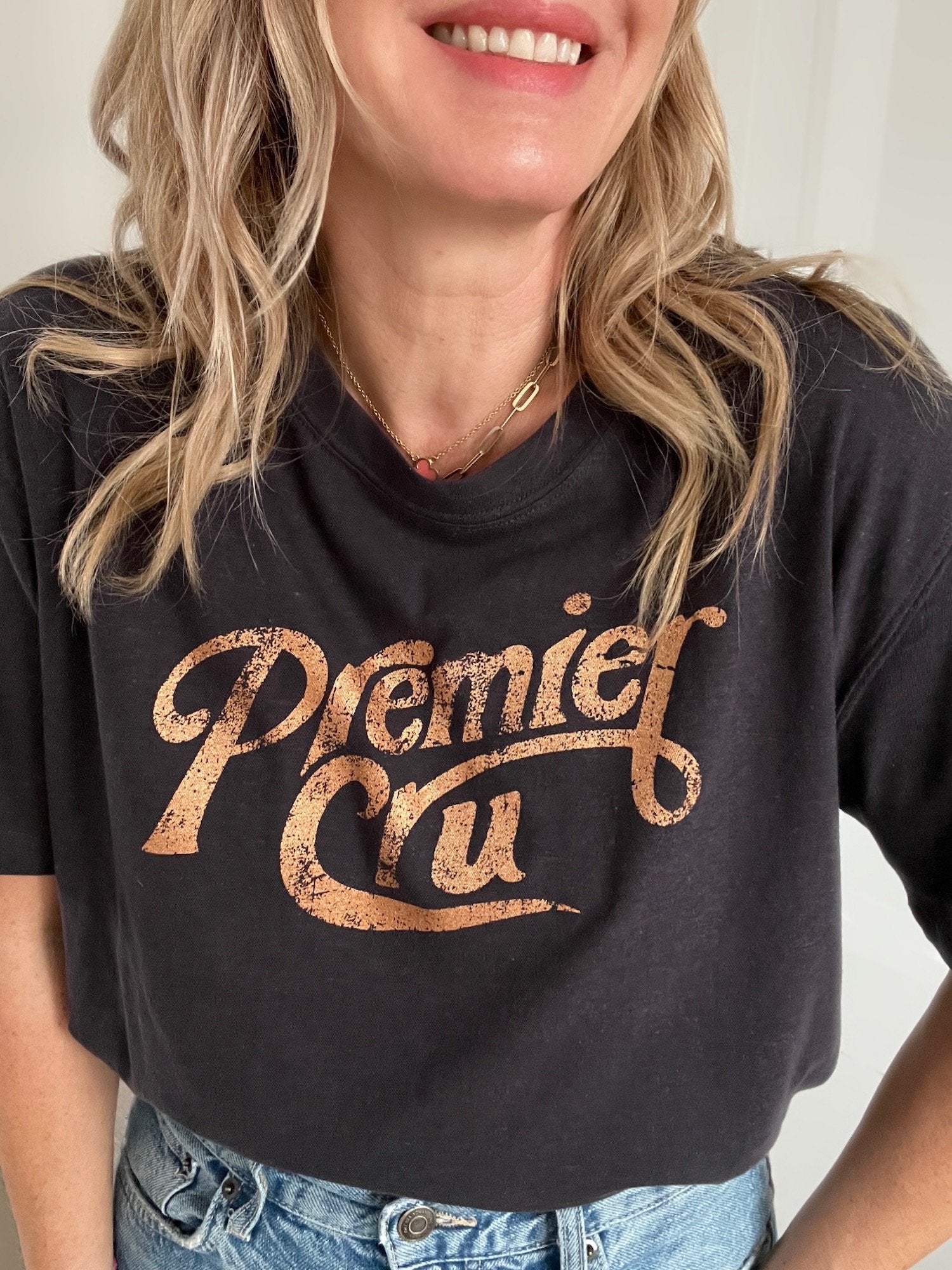 premier cru retro linen blend tee faded black | fwp by rae