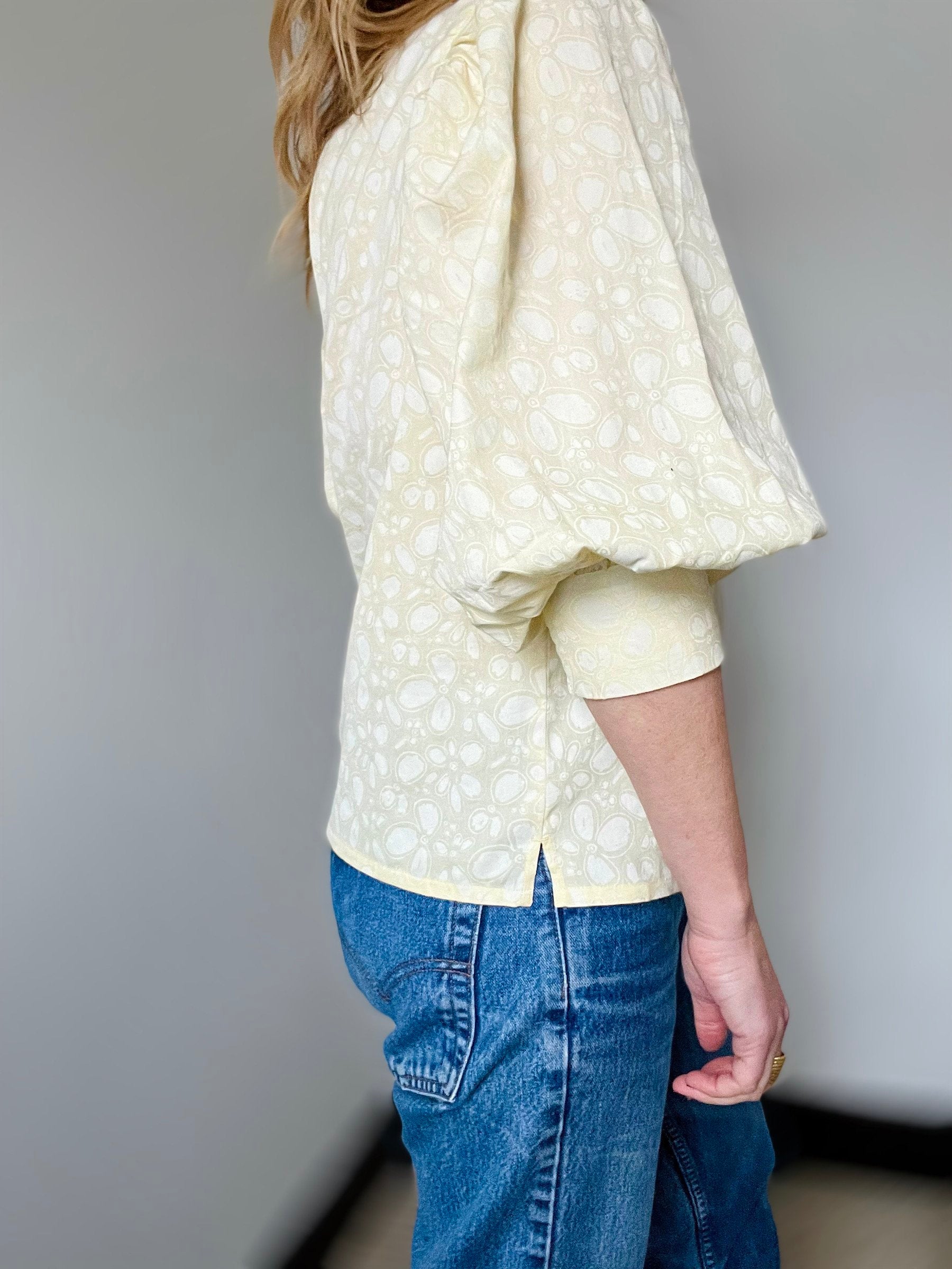 Blake butter yellow puff sleeve blouse | fwp by rae