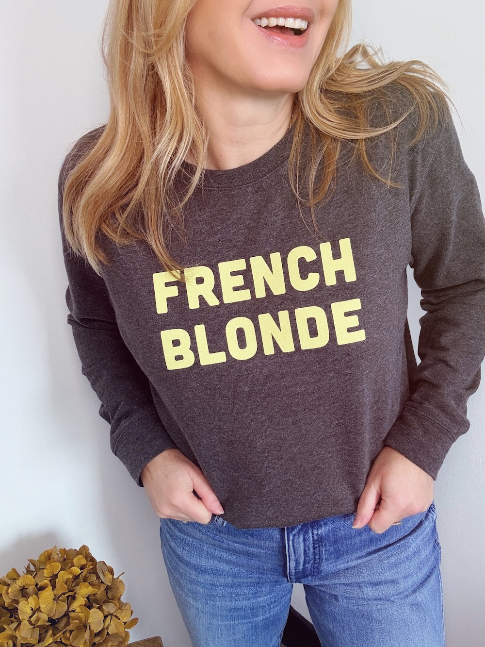 French Blonde fine knit sweatshirt charcoal