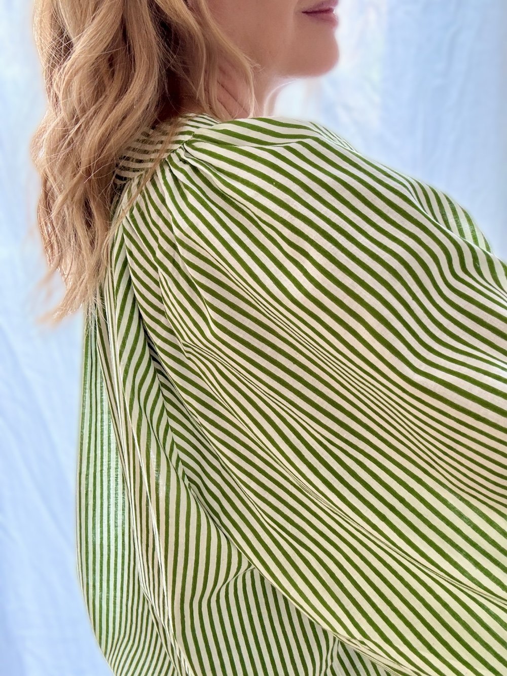 Emily stripe poet blouse green | fwp by rae blouse