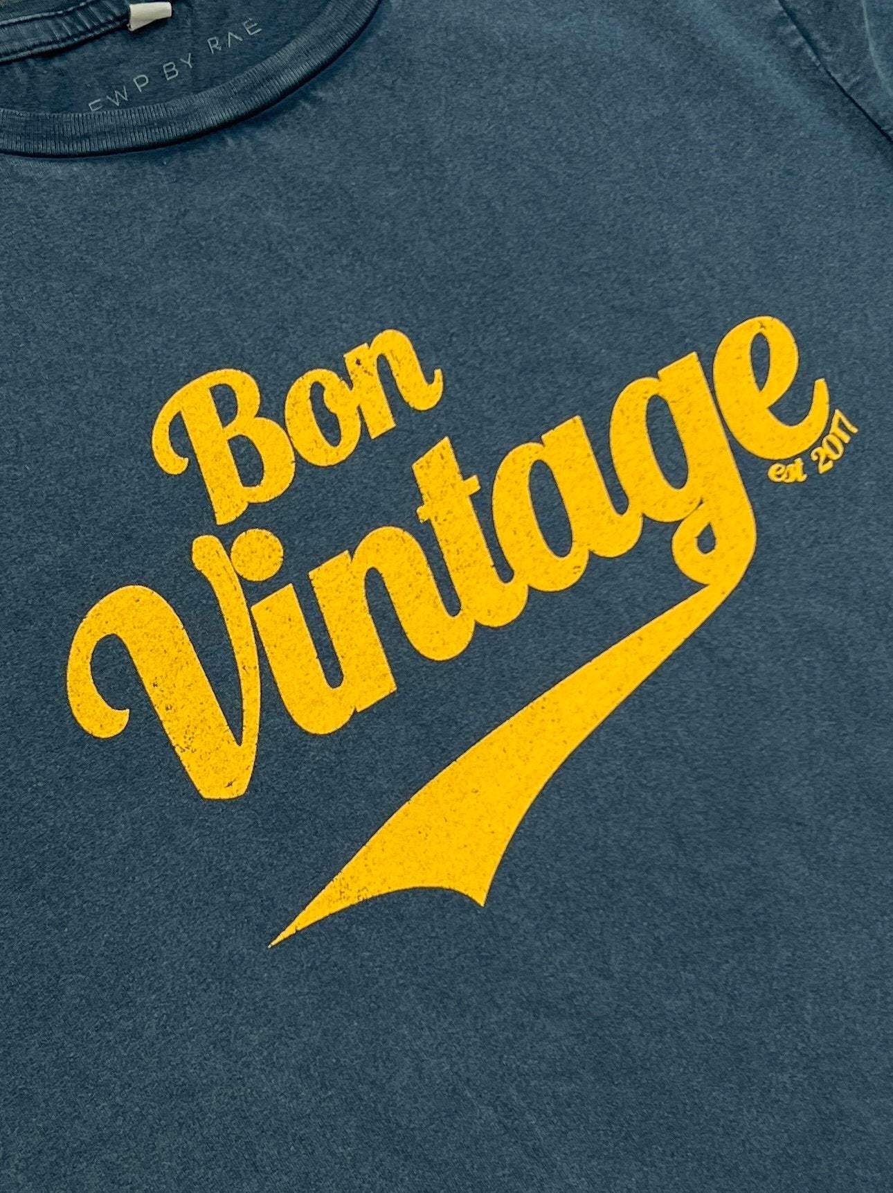 bon vintage retro tee stone wash denim yellow | fwp by rae