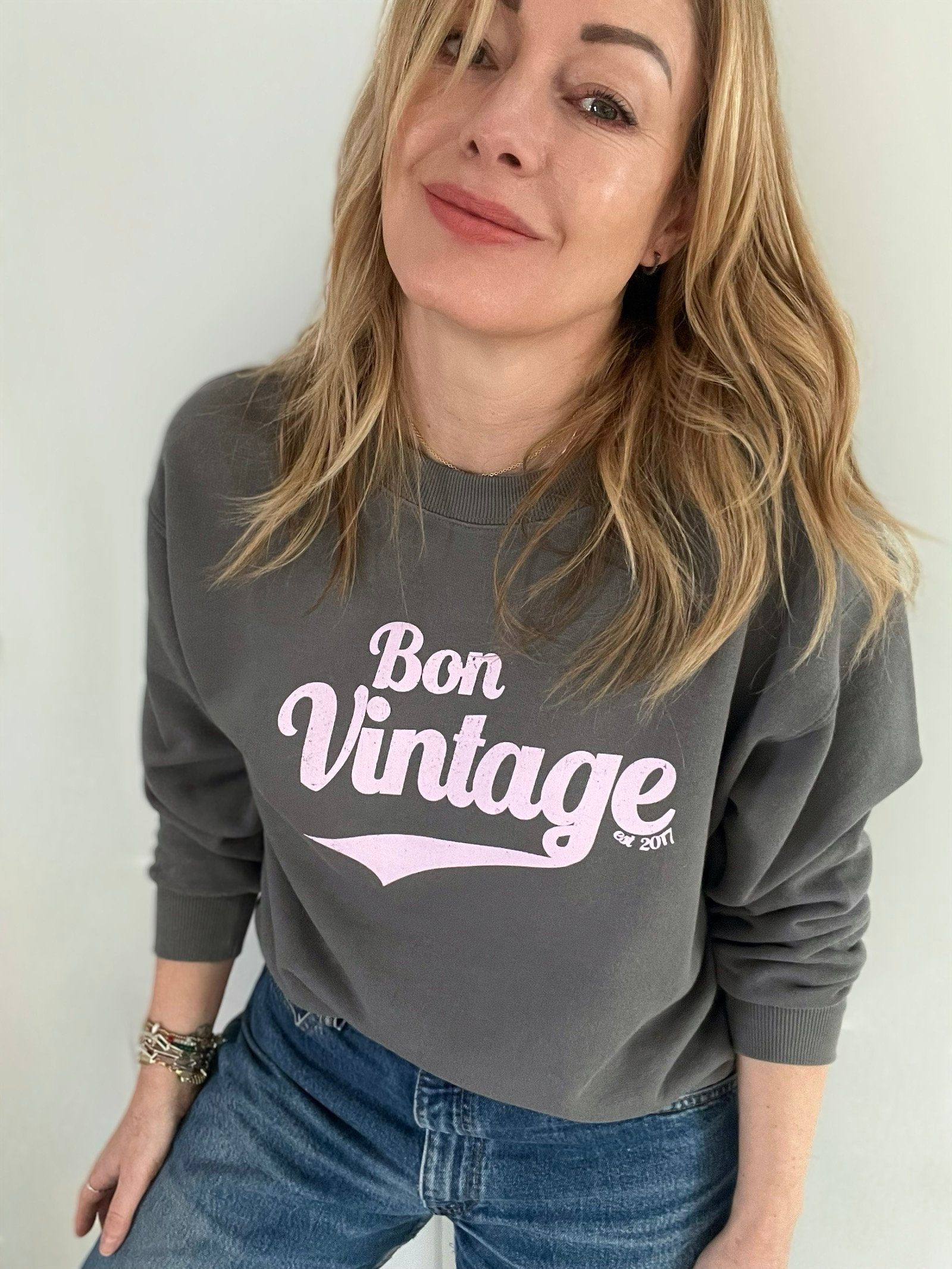 Bon Vintage Retro Sweatshirt Olive Lilac | fwp by rae