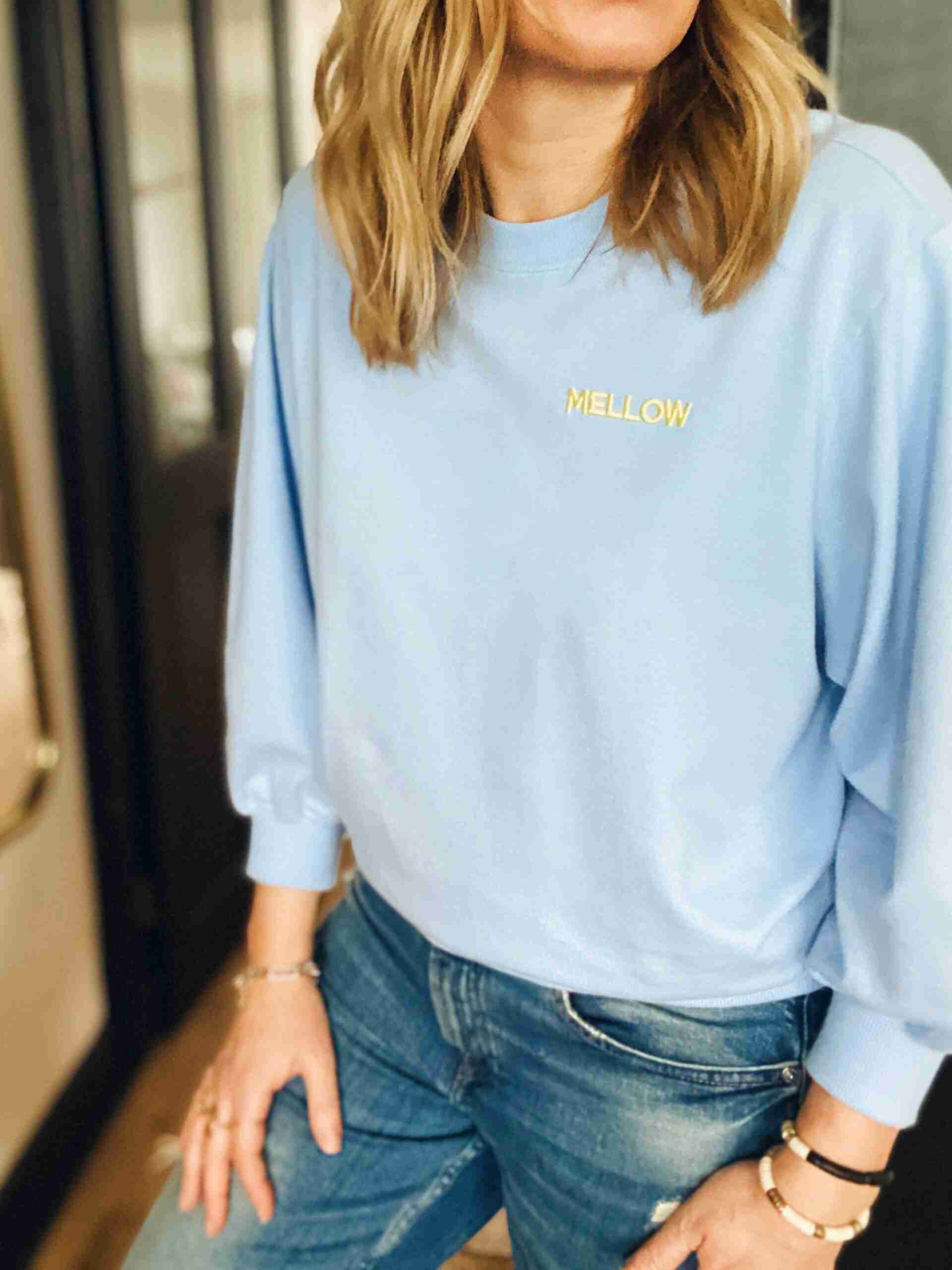 mellow embroidered puff sleeve sweatshirt | fwp by rae