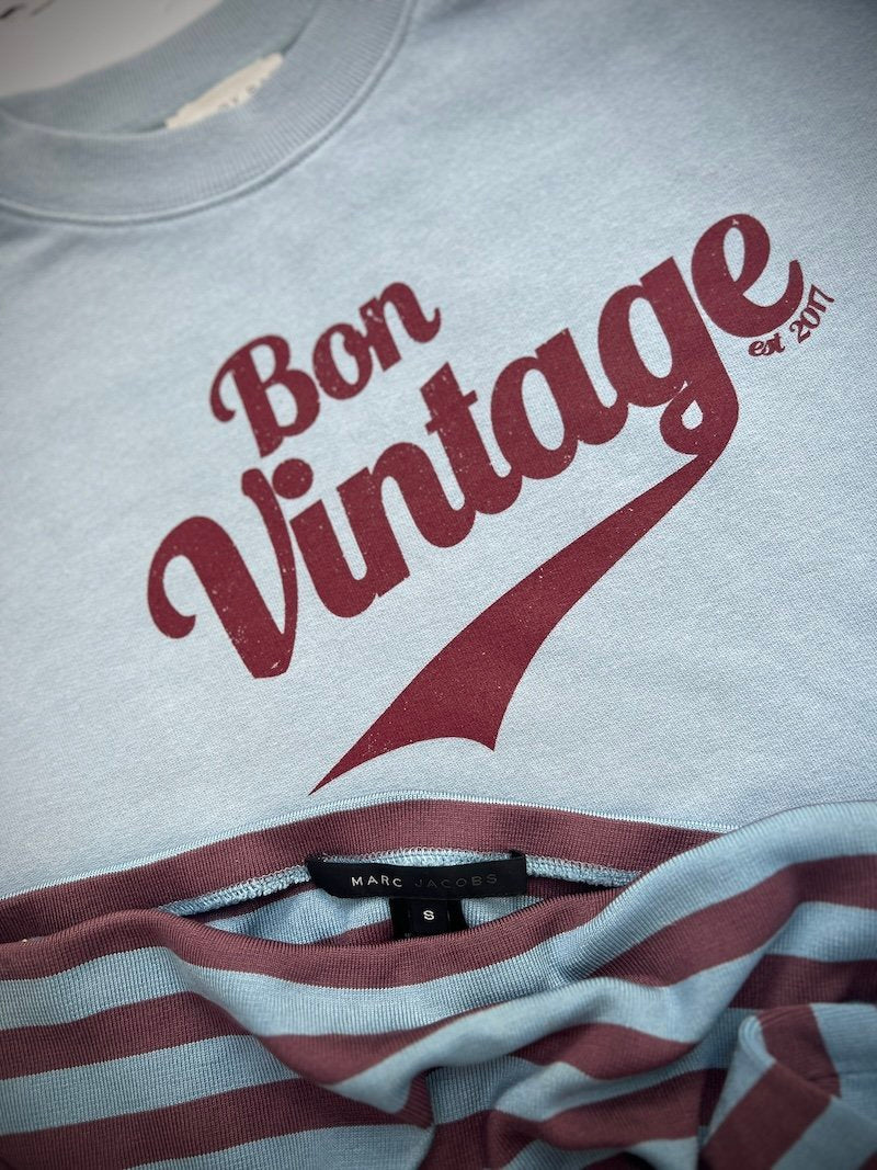 Bon Vintage Retro sweatshirt blue and wine