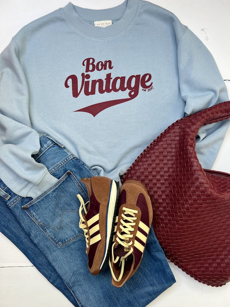 Bon Vintage Retro sweatshirt blue and wine