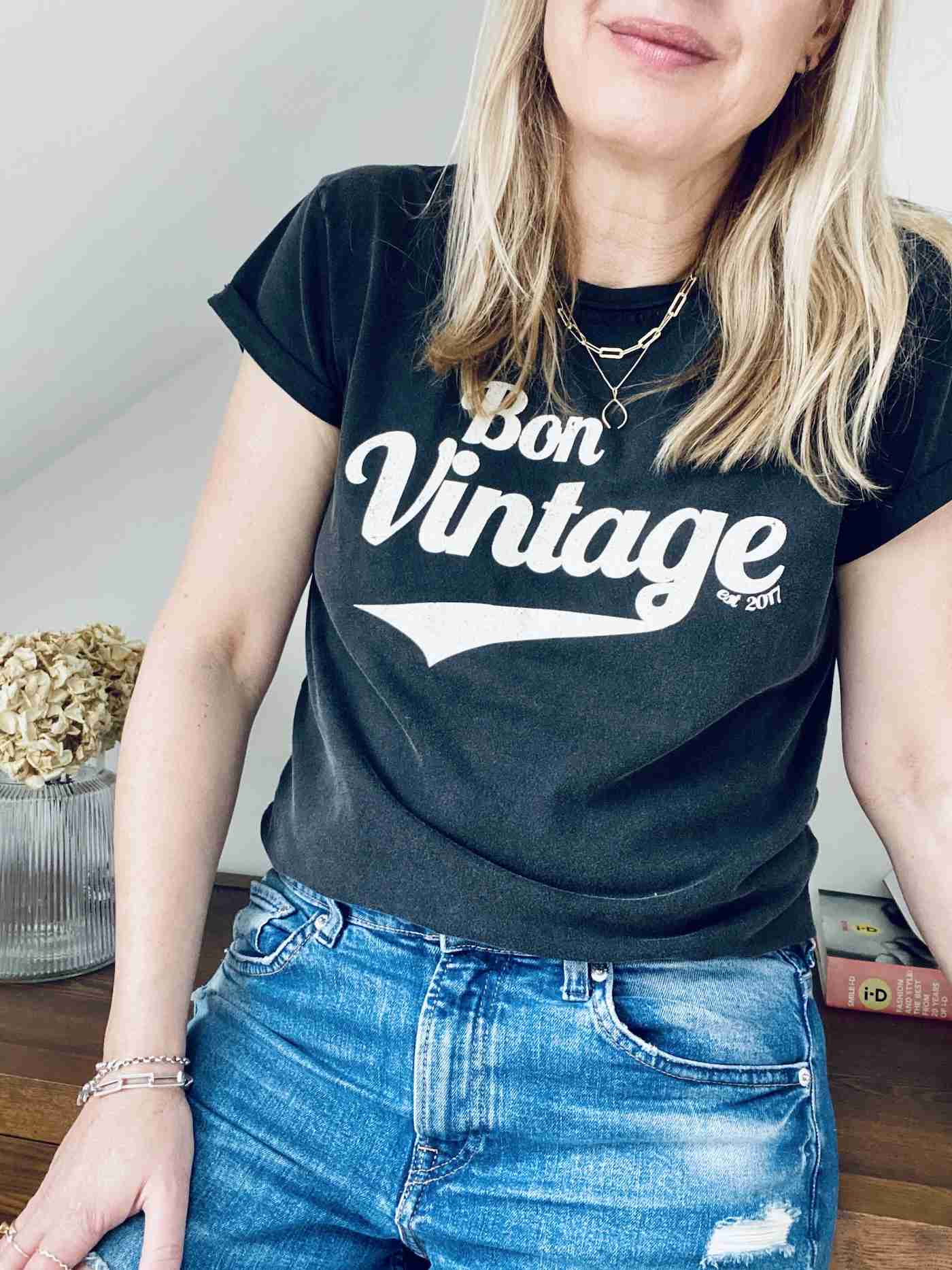 bon vintage retro tee stone wash black | fwp by rae