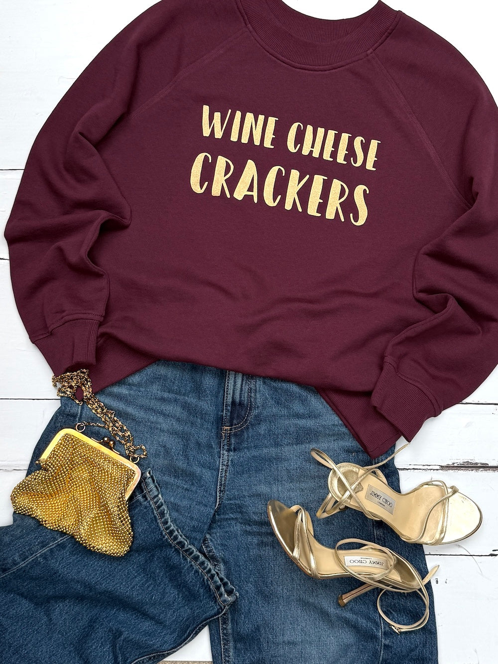 Wine Cheese Crackers Festive Sweatshirt